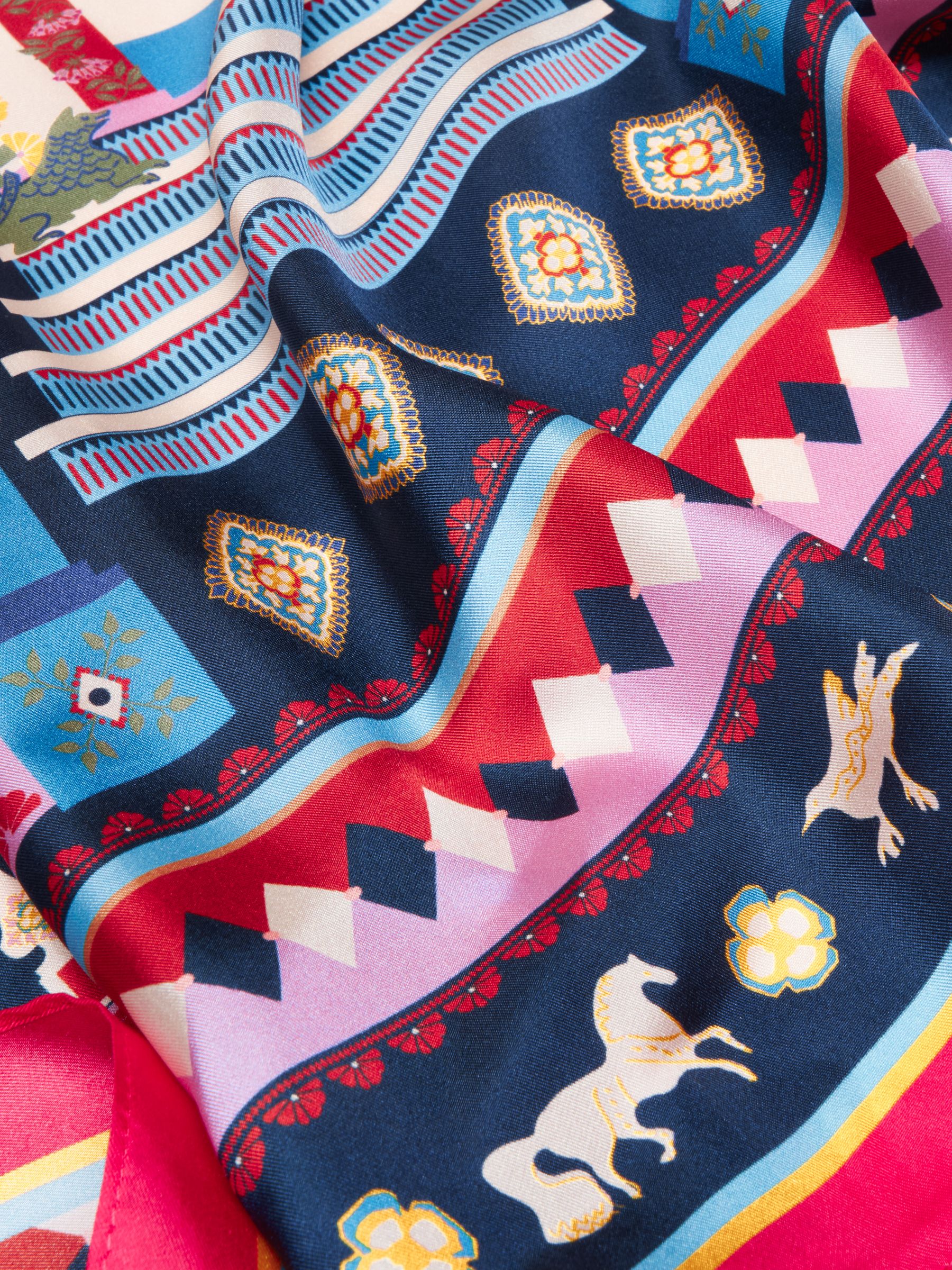 Bloomfield Navy Square 100% Silk Scarf - Image 3 of 8