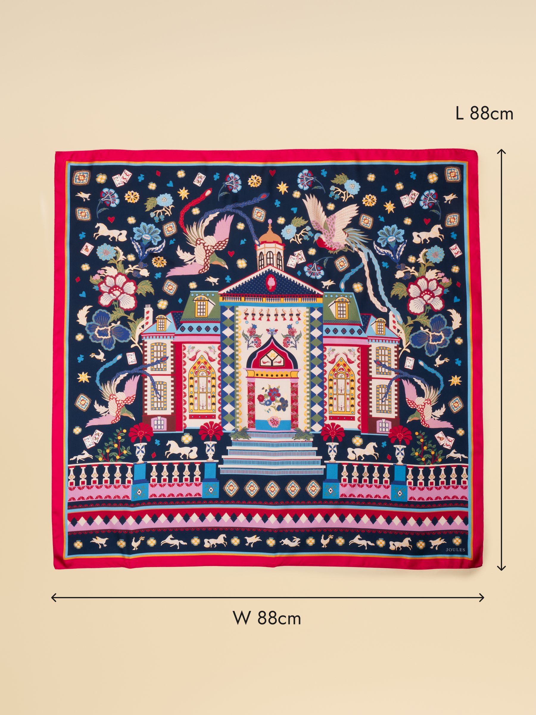 Bloomfield Navy Square 100% Silk Scarf - Image 8 of 8