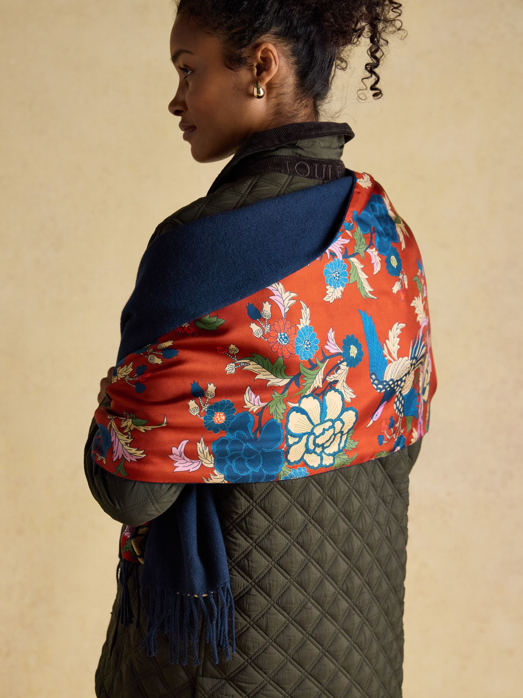 Templeton Red Silk and Wool Double Sided Scarf - Image 2 of 7