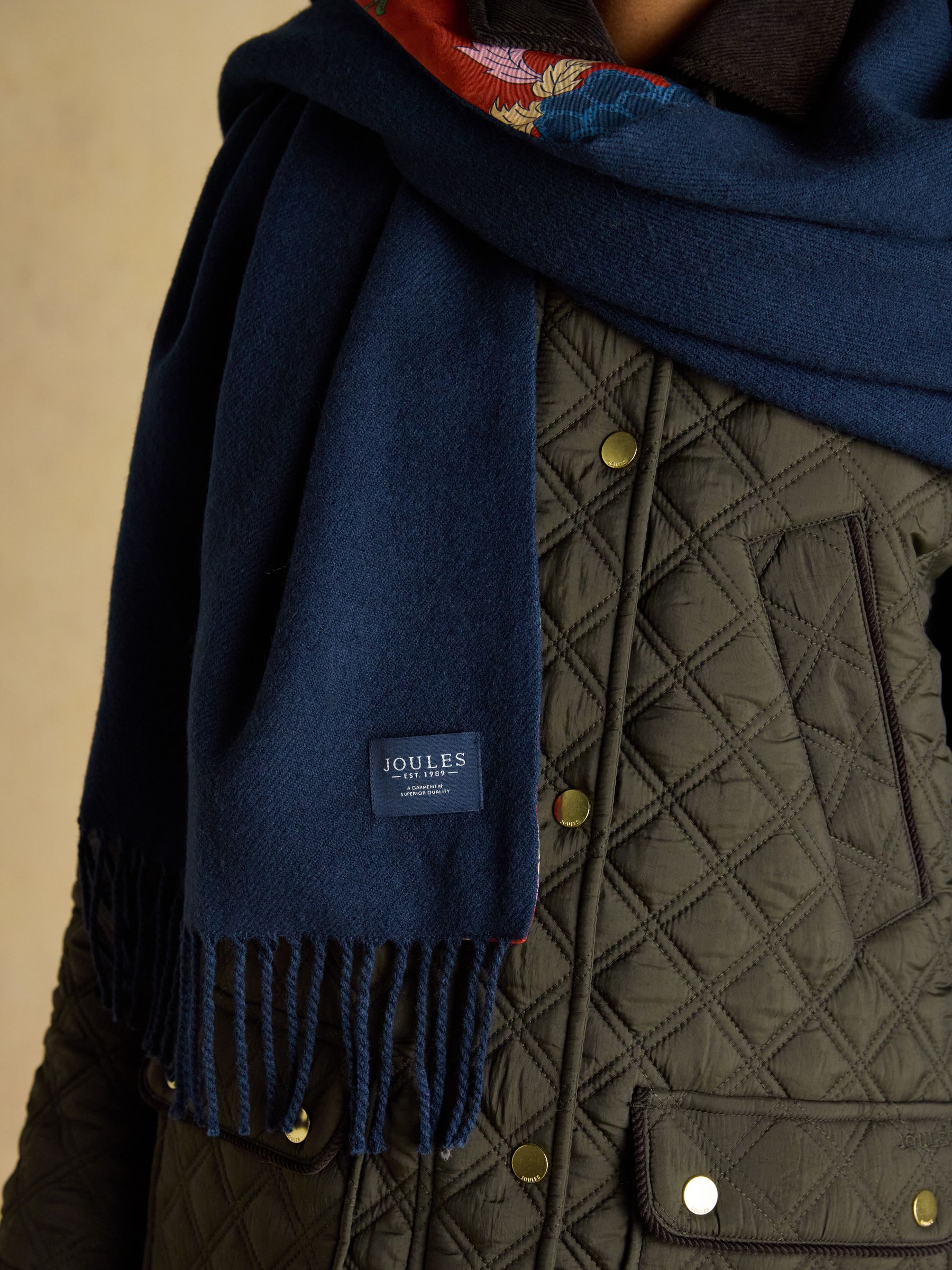 Templeton Red Silk and Wool Double Sided Scarf - Image 5 of 7