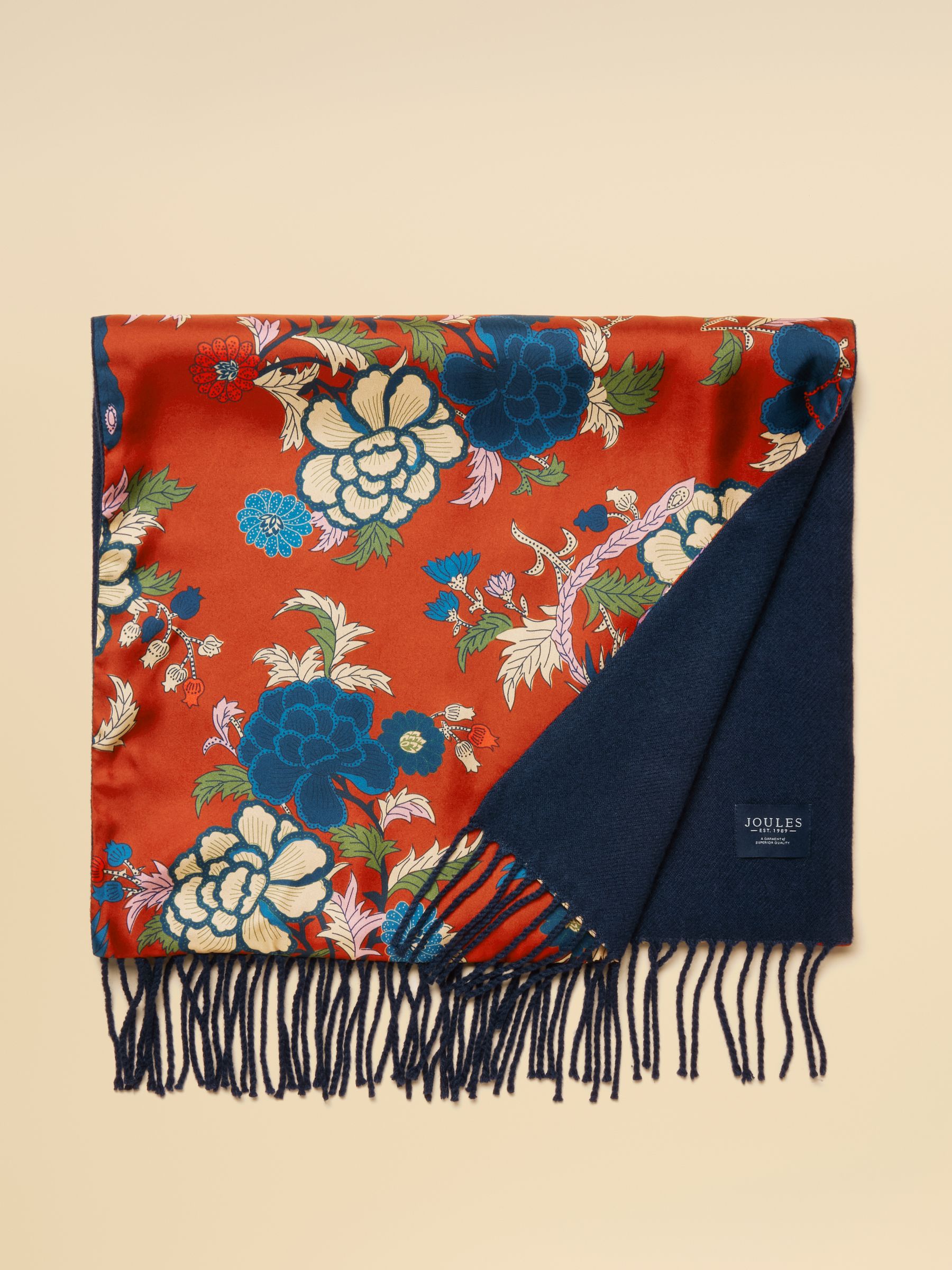 Templeton Red Silk and Wool Double Sided Scarf - Image 6 of 7