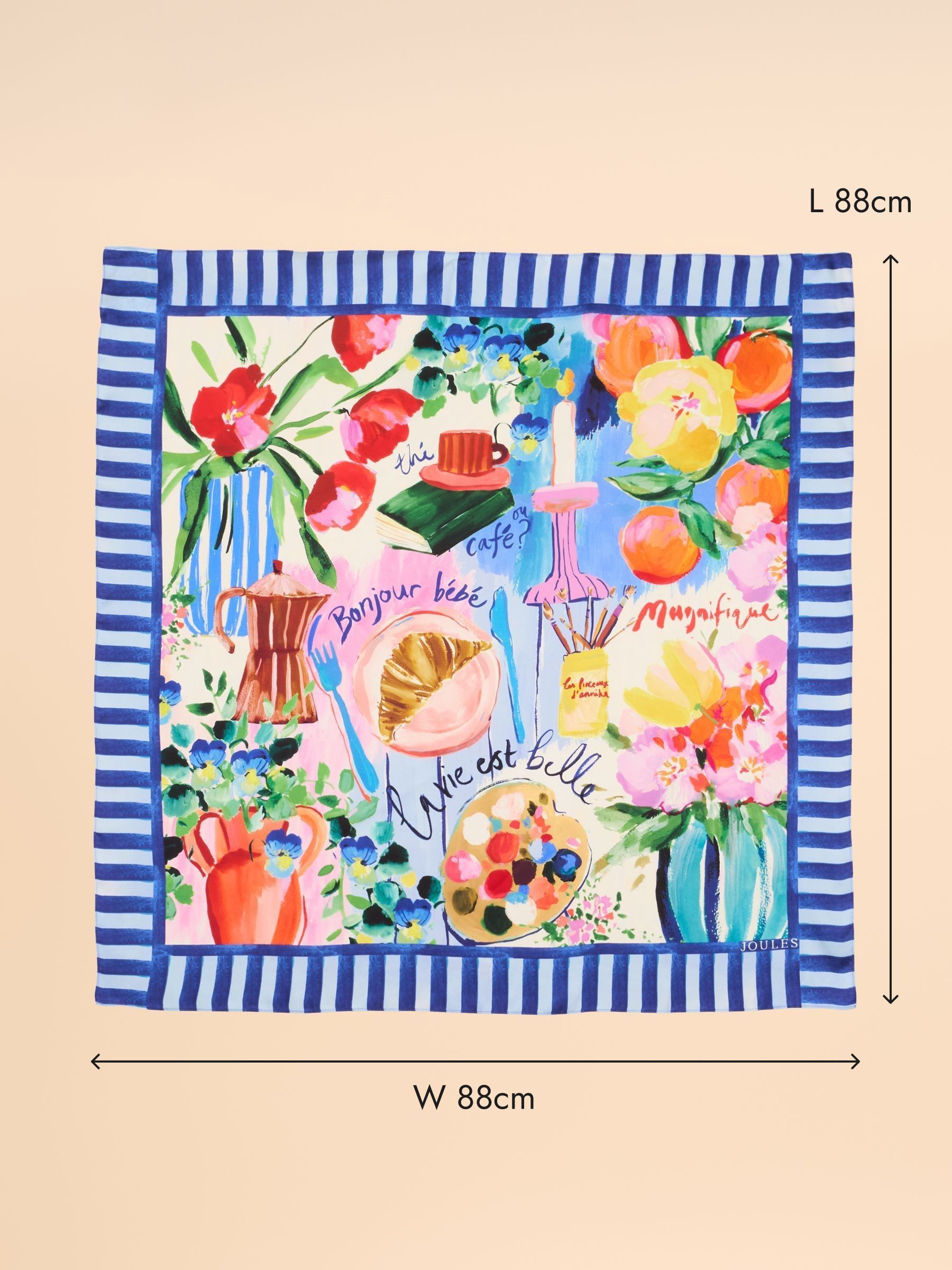 Bloomfield Blue Square 100% Silk Scarf - Image 2 of 3