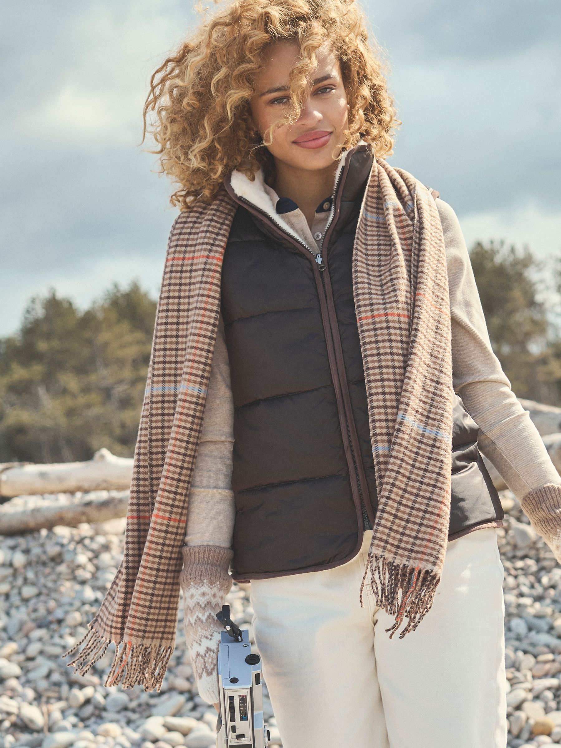 Langtree Brown Check Large Scarf - Image 2 of 9