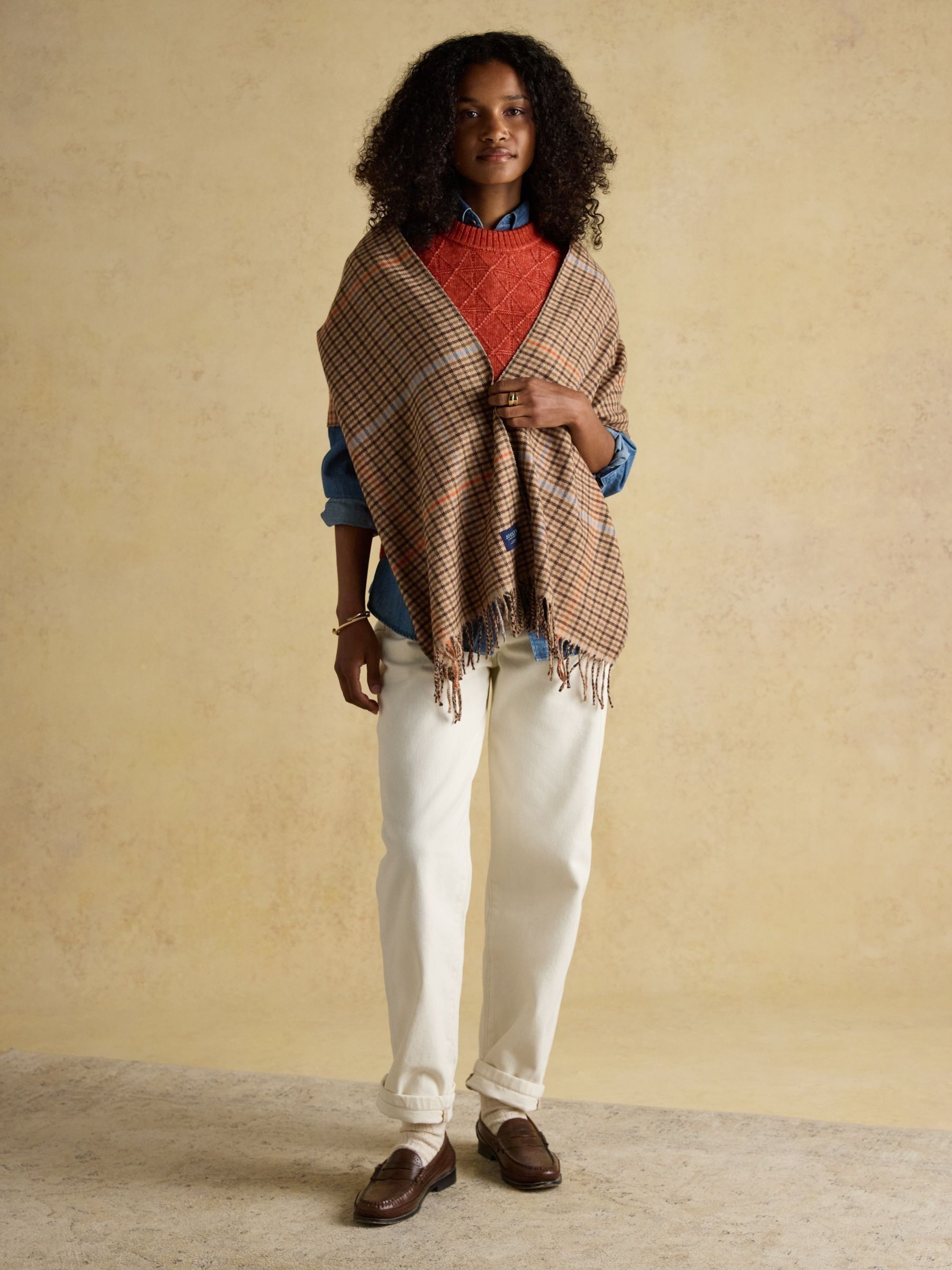 Langtree Brown Check Large Scarf - Image 5 of 9