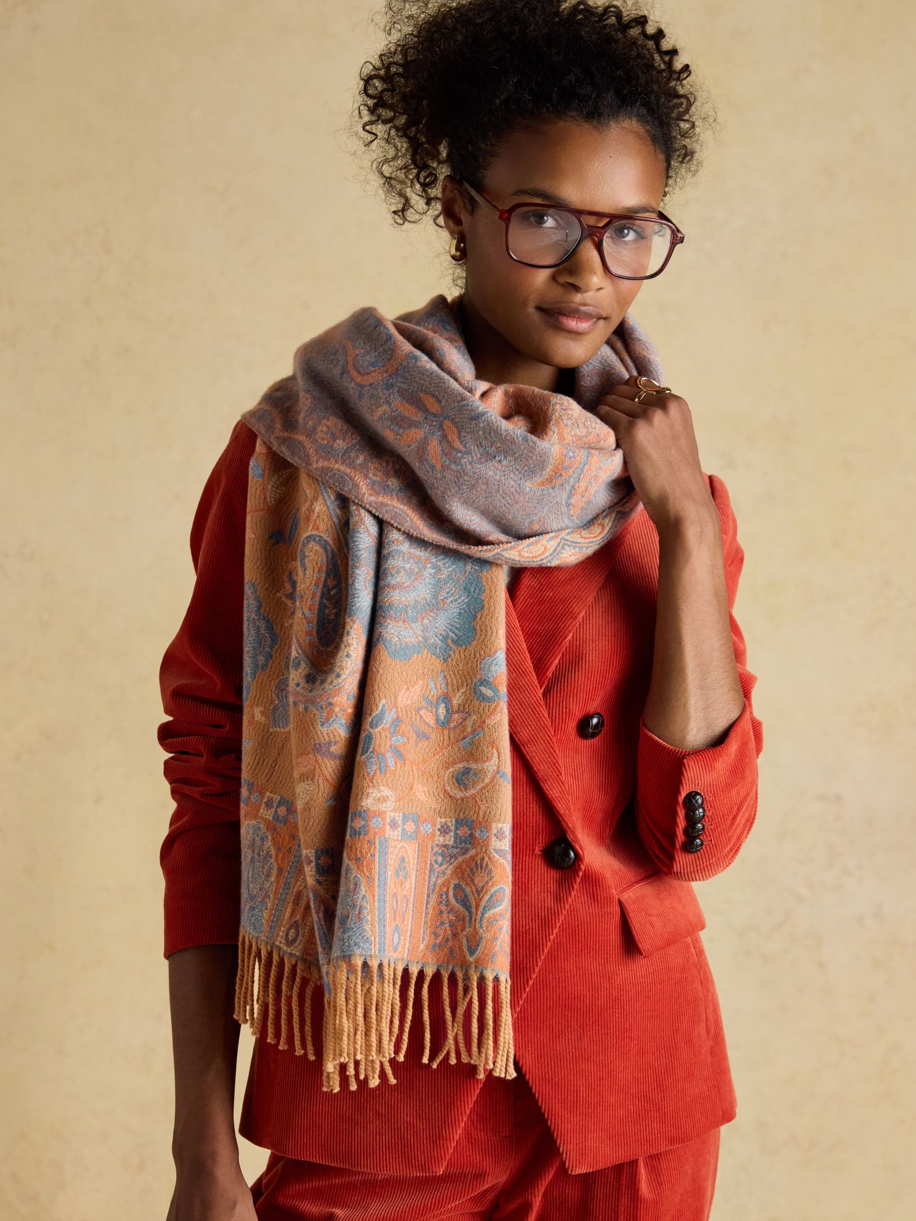 Erin Neutral Jacquard Scarf - Image 2 of 8