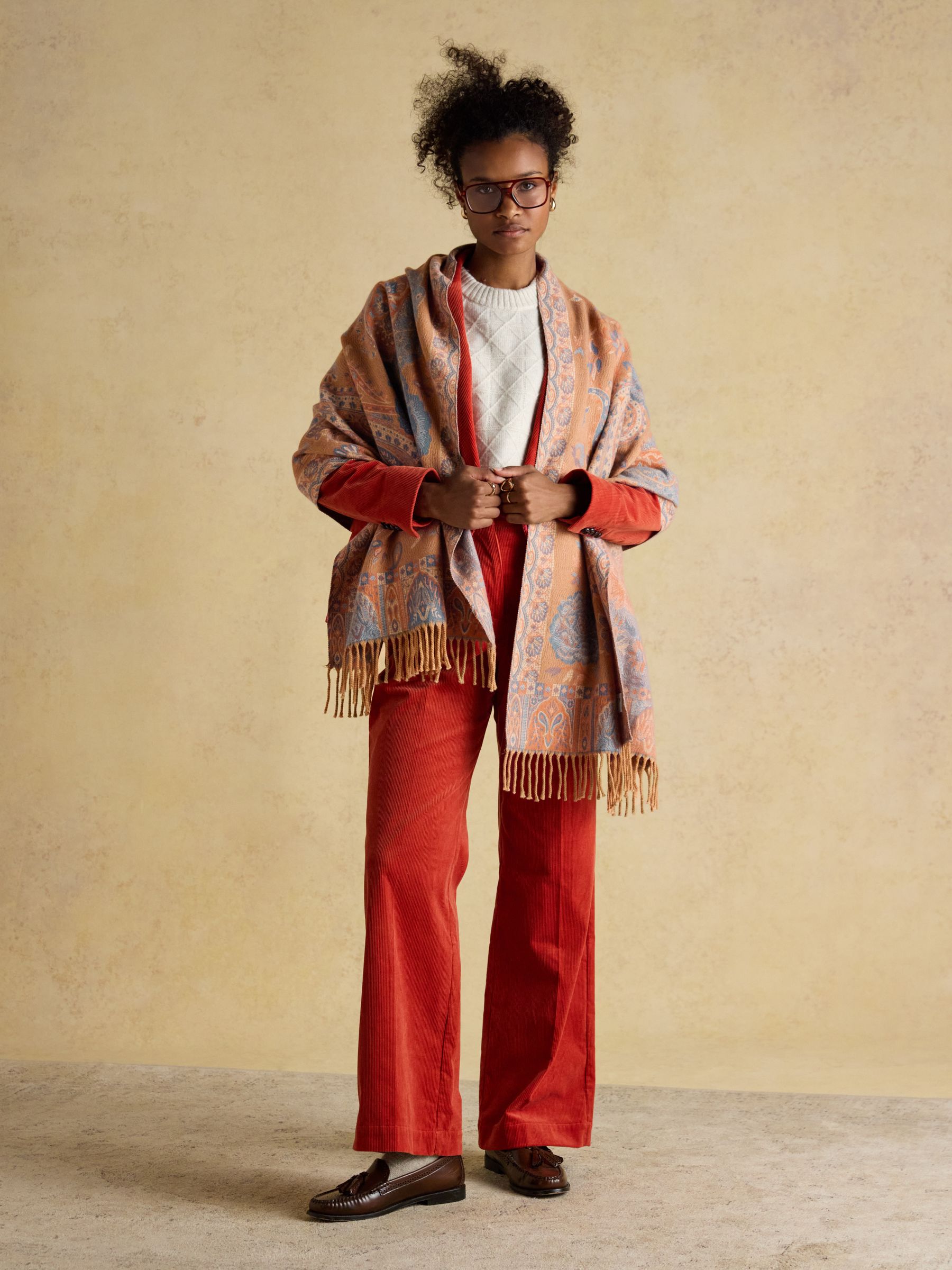 Erin Neutral Jacquard Scarf - Image 4 of 8