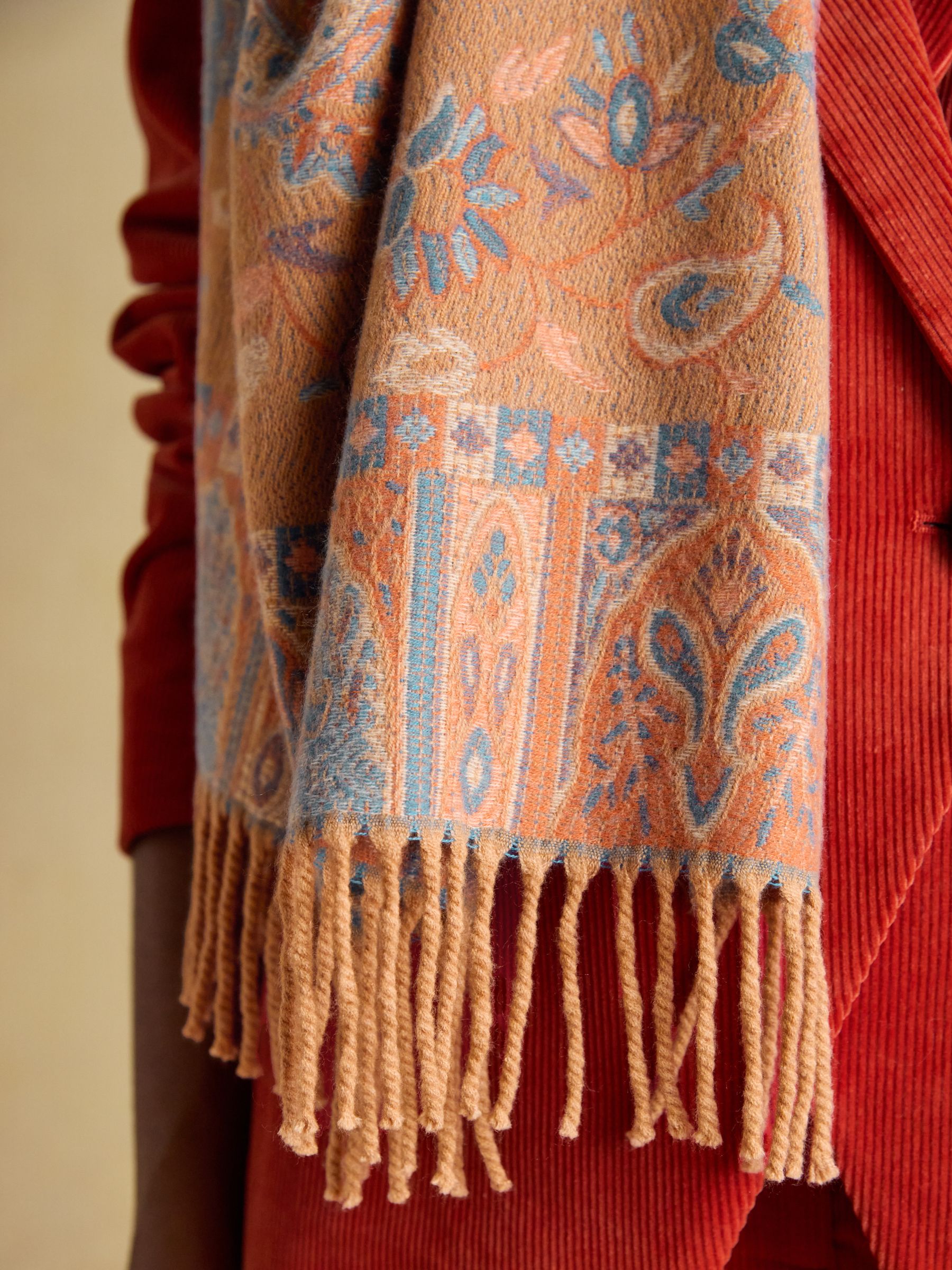 Erin Neutral Jacquard Scarf - Image 5 of 8