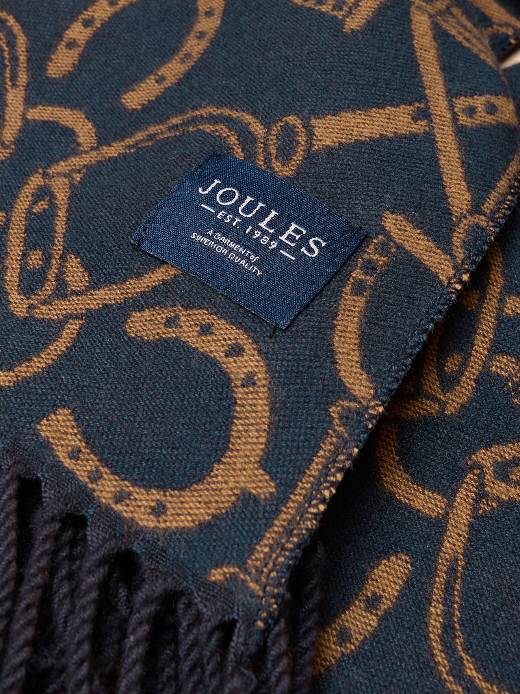 Elissa Navy & Tan Double-Sided Jacquard Patterned Scarf - Image 6 of 6 Elissa Navy & Tan Double-Sided Jacquard Patterned Scarf - Image 6 of 6