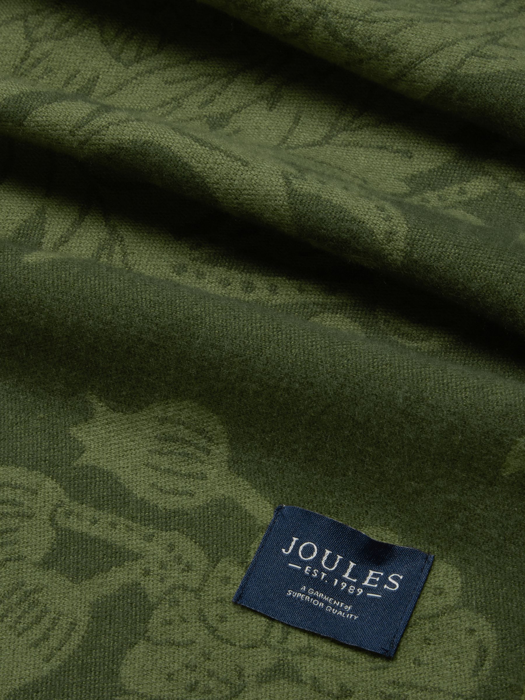 Elissa Khaki Green Double-Sided Jacquard Patterned Scarf - Image 6 of 6