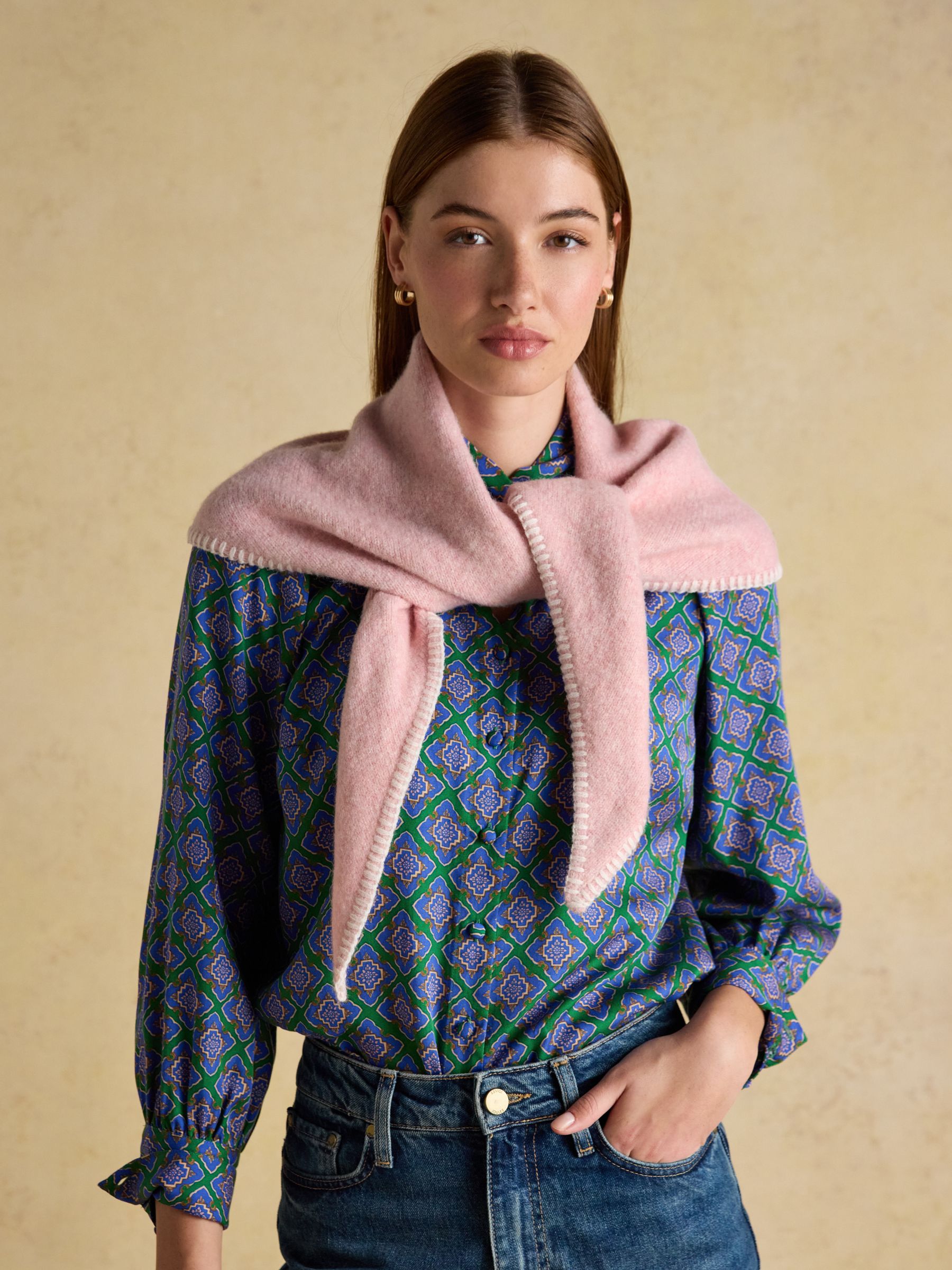 Kendra Pink Triangle Scarf - Image 2 of 6 Kendra Pink Triangle Scarf - Image 2 of 6