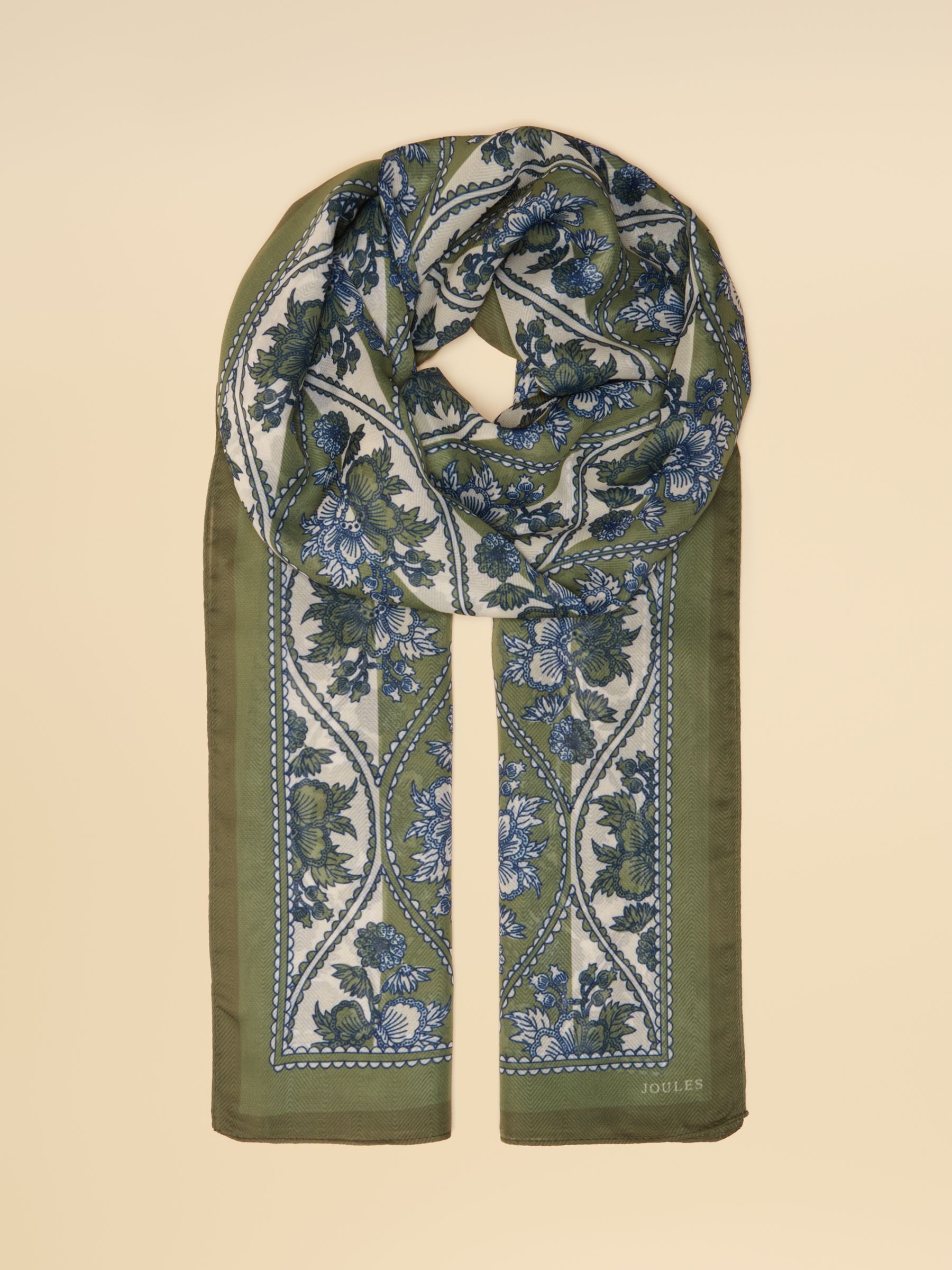 Abberton Khaki Green Lightweight Printed Scarf - Image 1 of 8