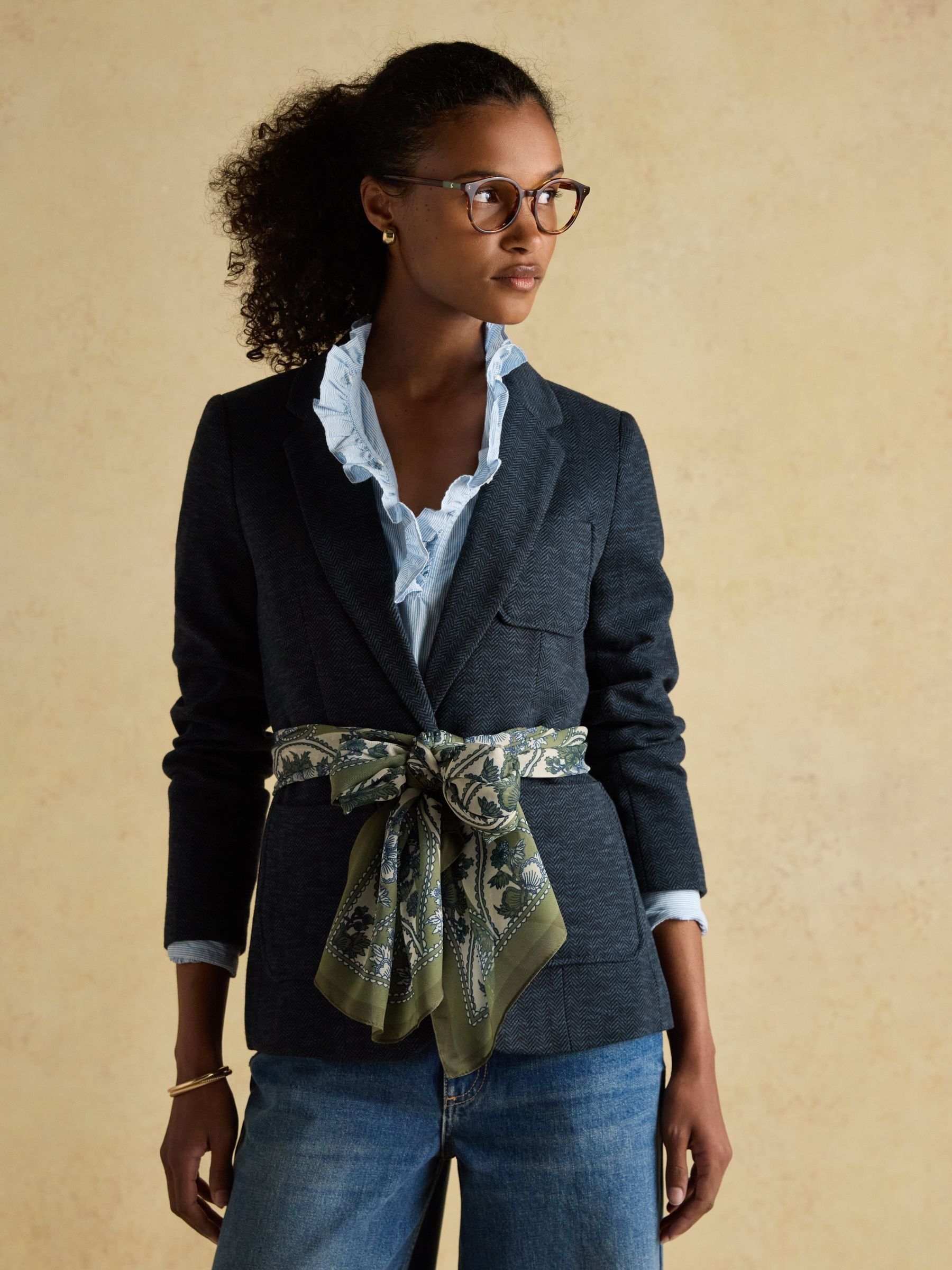 Abberton Khaki Green Lightweight Printed Scarf - Image 3 of 8