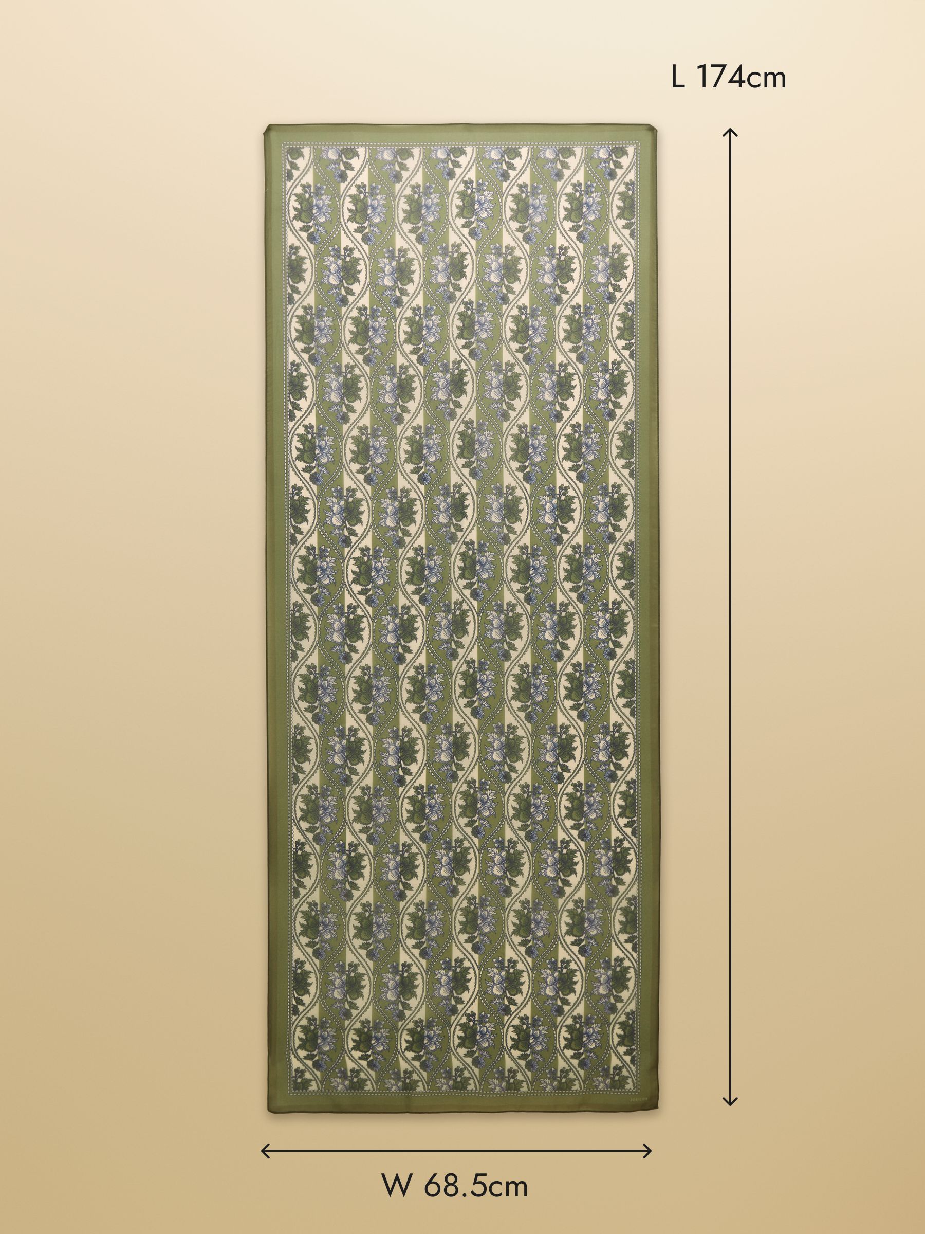 Abberton Khaki Green Lightweight Printed Scarf - Image 5 of 8
