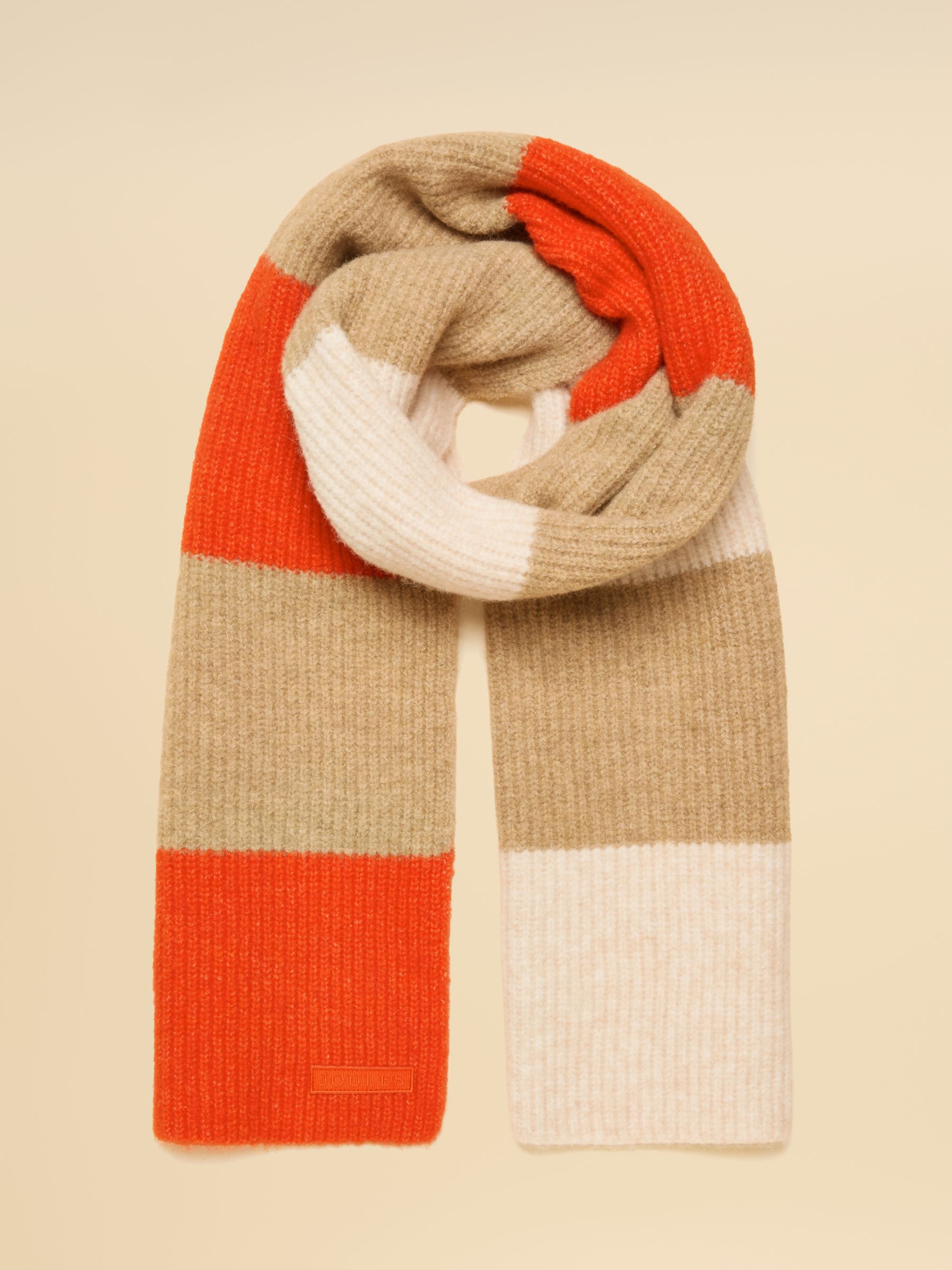 Popley Orange & Neutral Stripe Scarf - Image 4 of 6