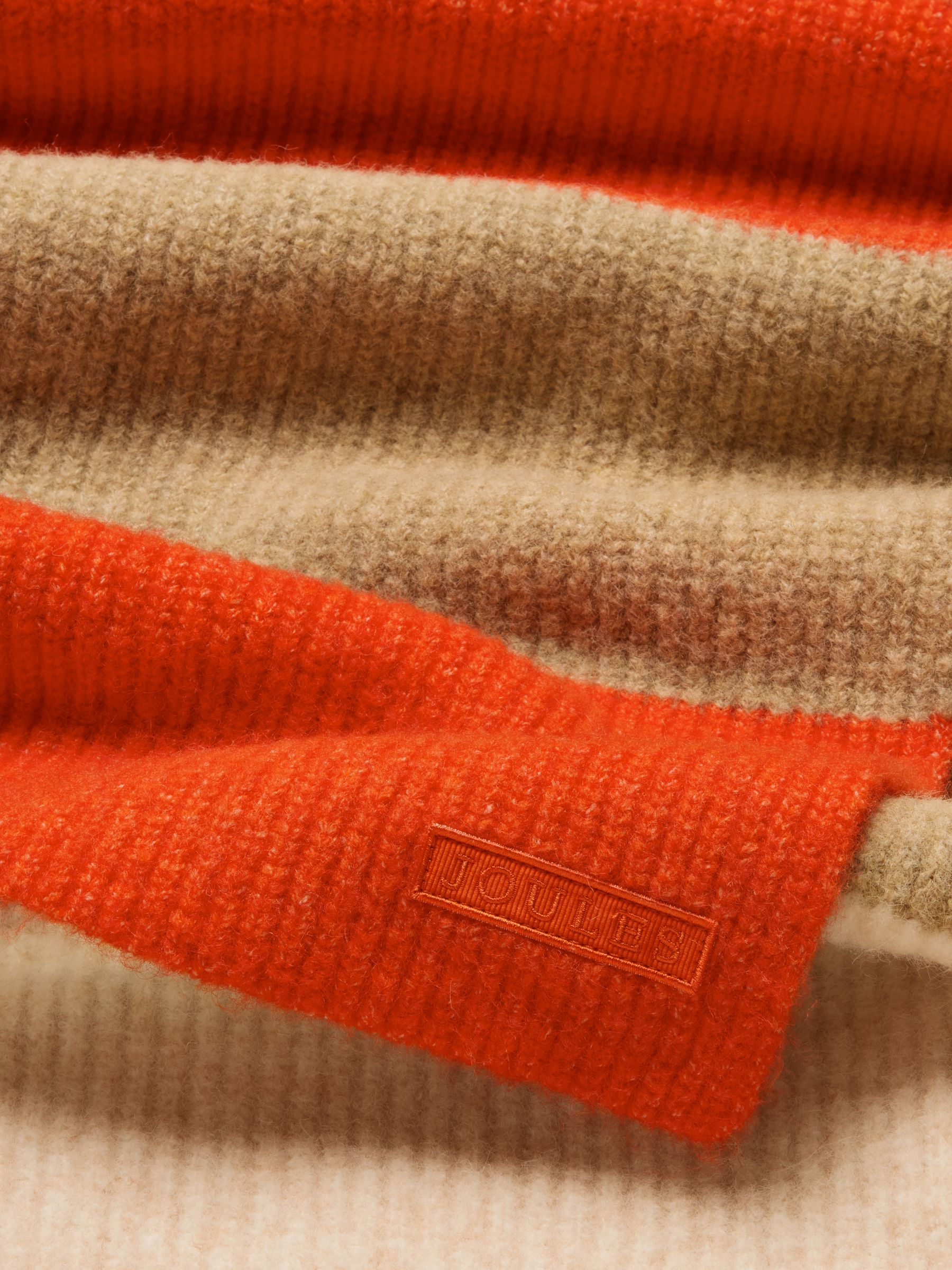 Popley Orange & Neutral Stripe Scarf - Image 6 of 6 Popley Orange & Neutral Stripe Scarf - Image 6 of 6