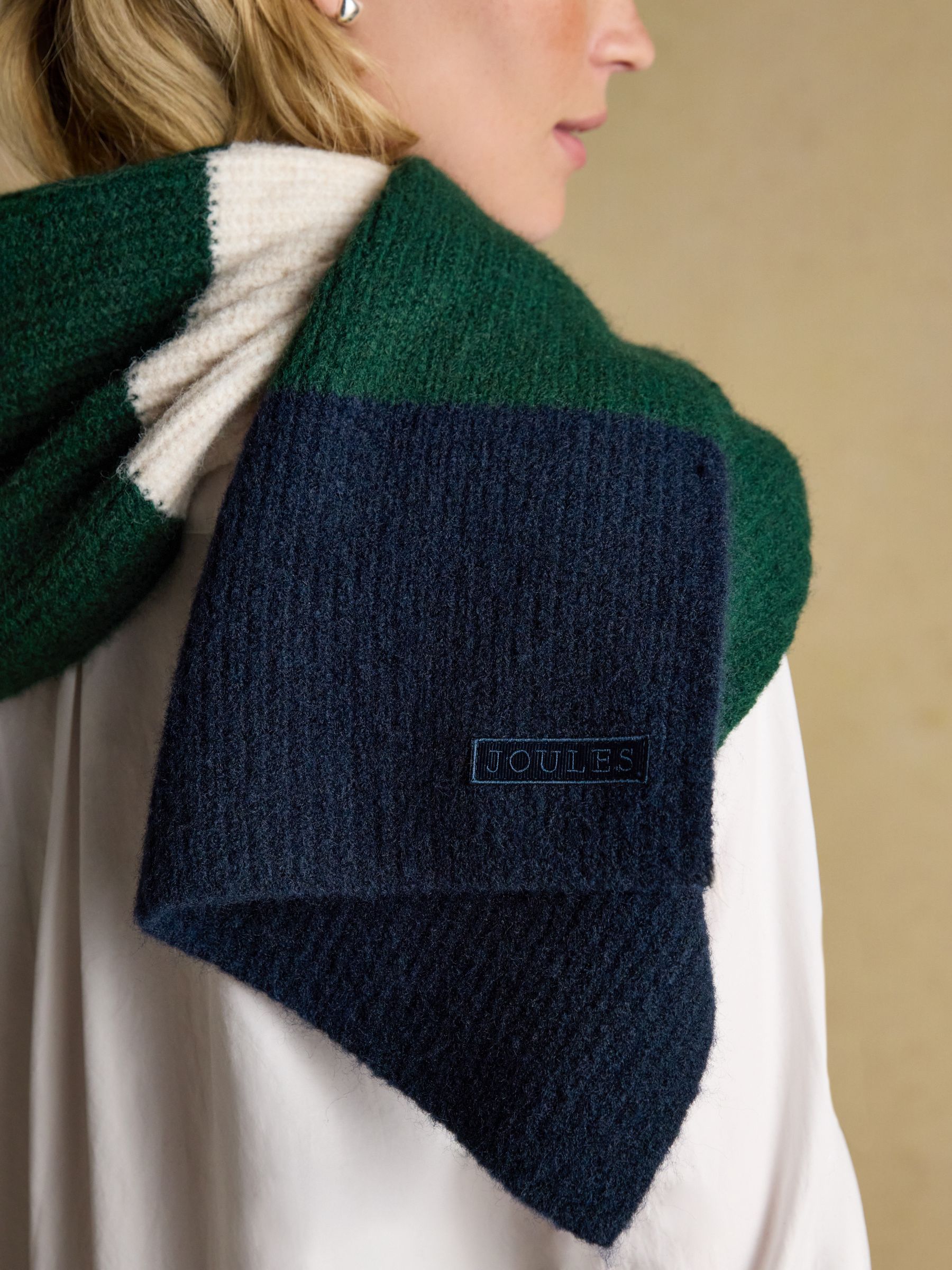 Popley Green & Blue Stripe Scarf - Image 3 of 6