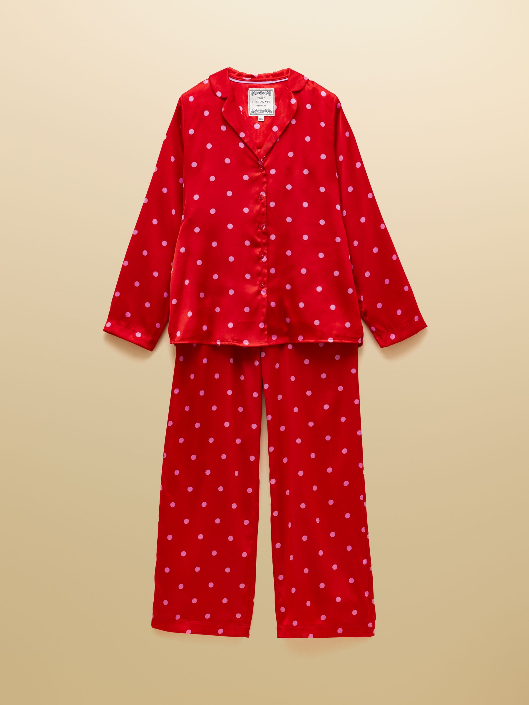 Bonnie Red & Pink Spot Satin Long Sleeve Pyjama Set - Image 8 of 8