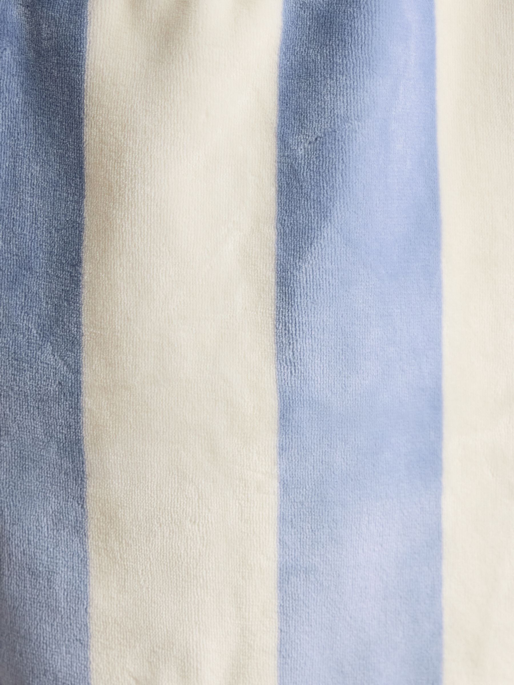 Luna Cream & Blue Stripe Fleece Dressing Gown with Hood - Image 7 of 8