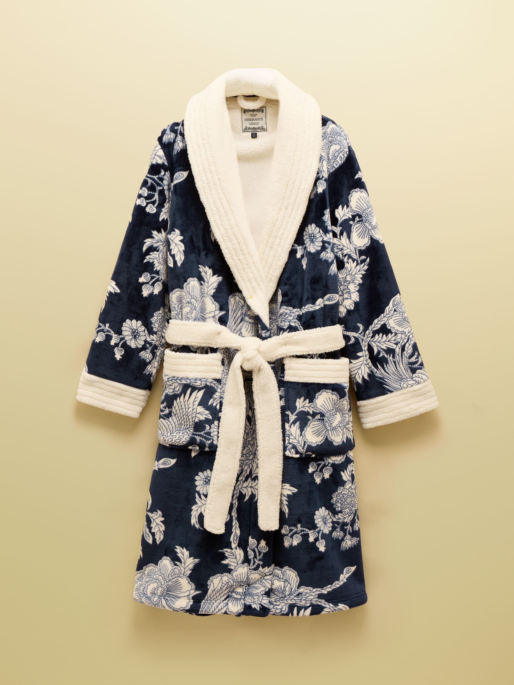 Matilda Navy Floral Fluffy Fleece Dressing Gown - Image 9 of 9