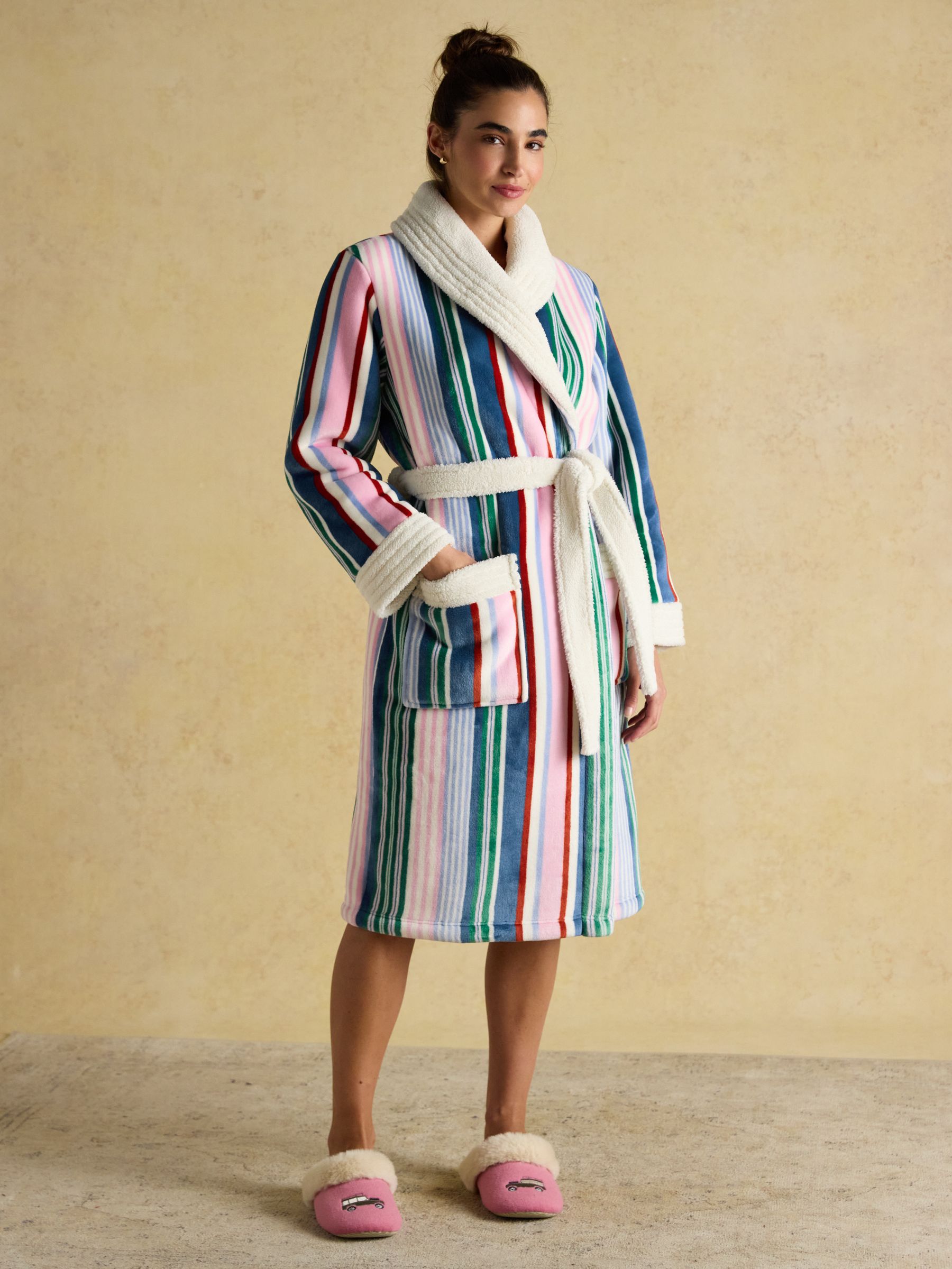 Matilda Multi Stripe Fluffy Fleece Dressing Gown - Image 3 of 9