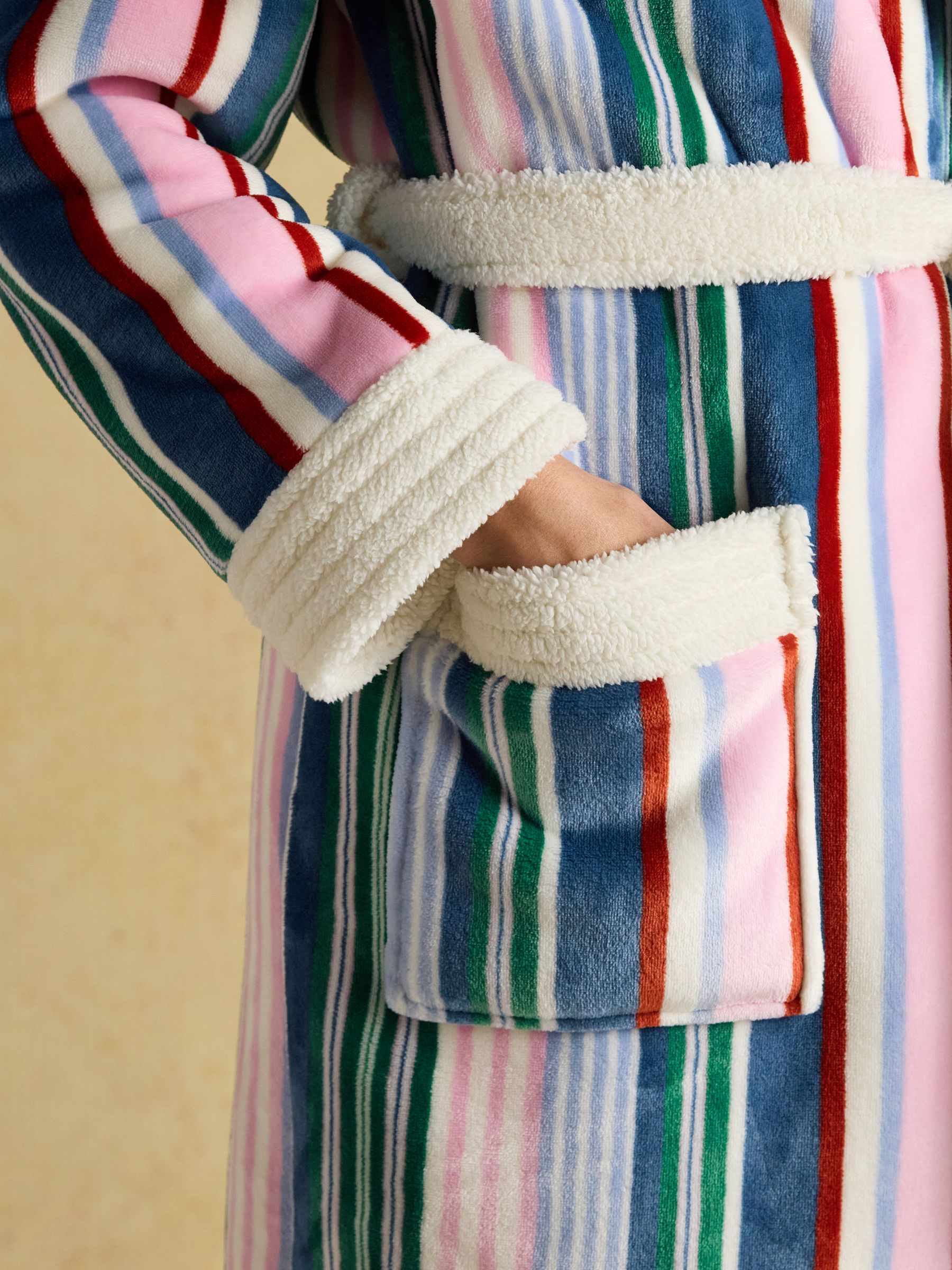 Matilda Multi Stripe Fluffy Fleece Dressing Gown - Image 4 of 9