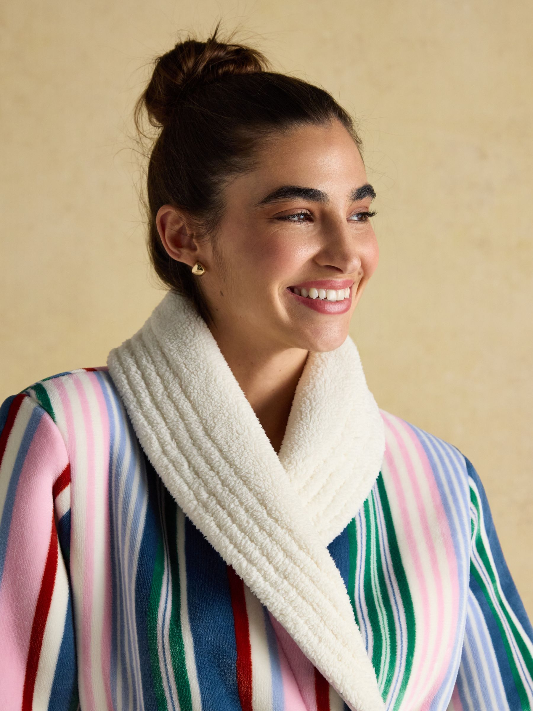 Matilda Multi Stripe Fluffy Fleece Dressing Gown - Image 5 of 9