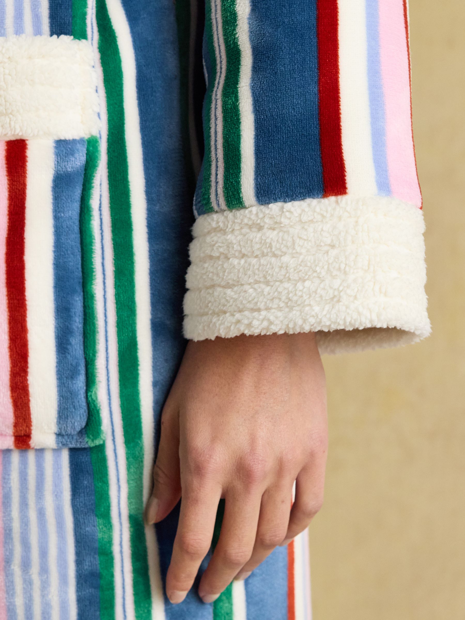 Matilda Multi Stripe Fluffy Fleece Dressing Gown - Image 6 of 9