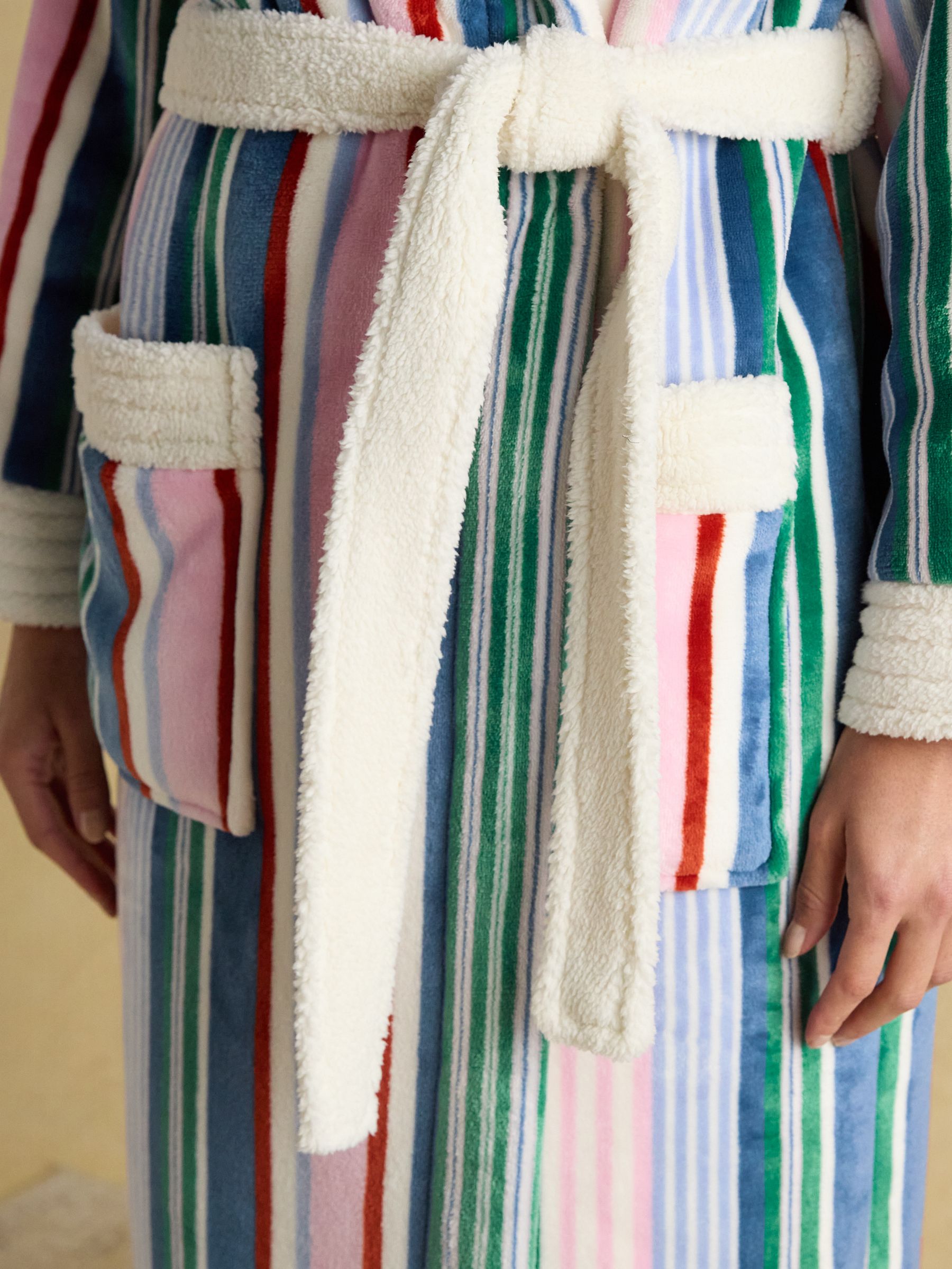 Matilda Multi Stripe Fluffy Fleece Dressing Gown - Image 7 of 9