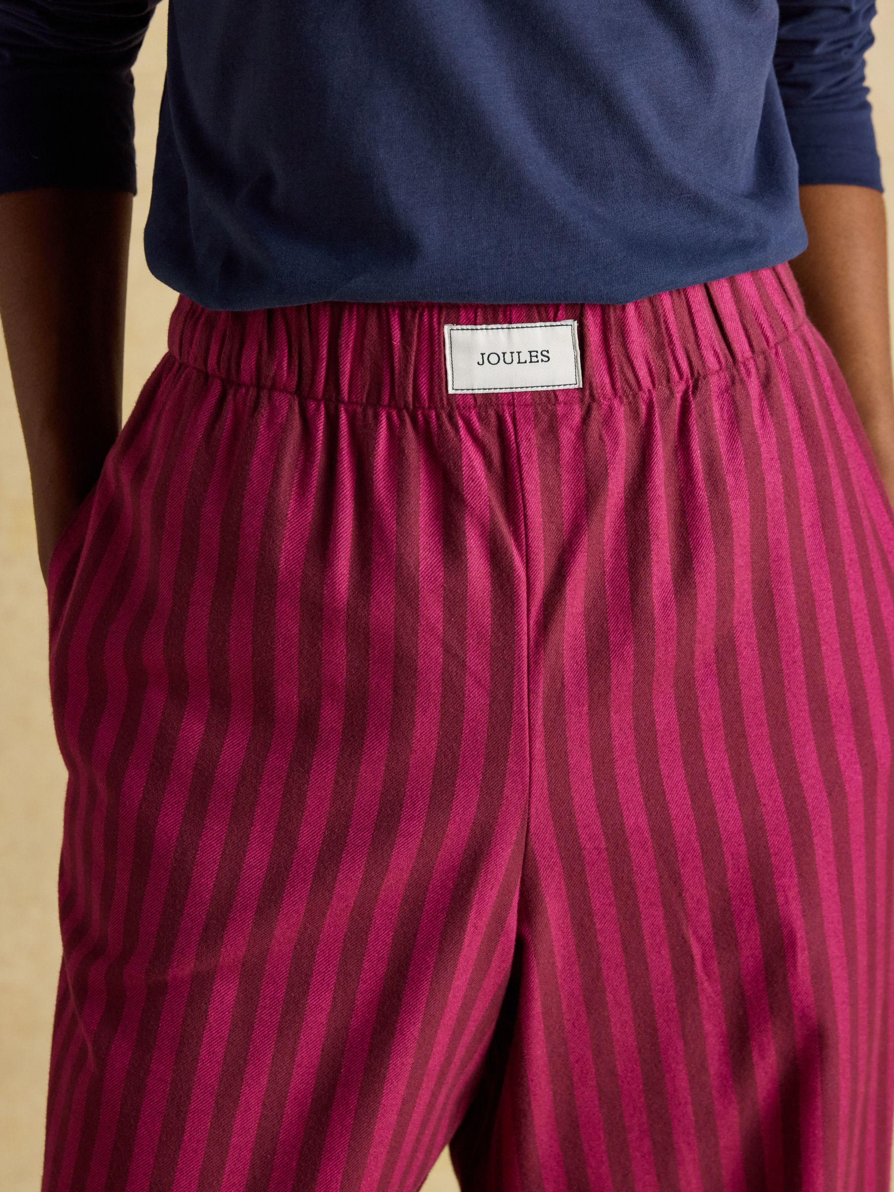 Stella Pink Stripe Woven Brushed Cotton Pyjama Bottoms - Image 4 of 8