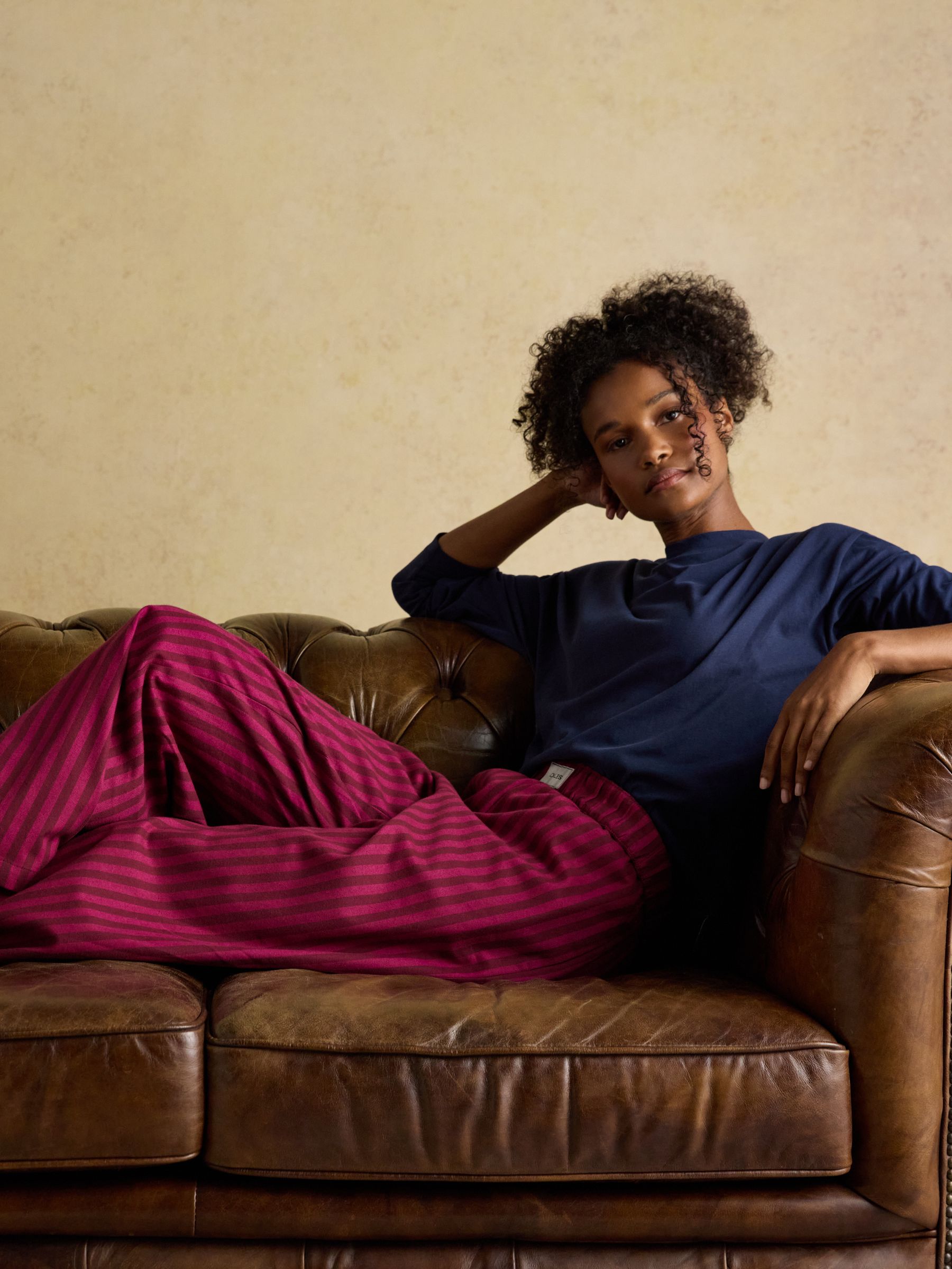 Stella Pink Stripe Woven Brushed Cotton Pyjama Bottoms - Image 6 of 8