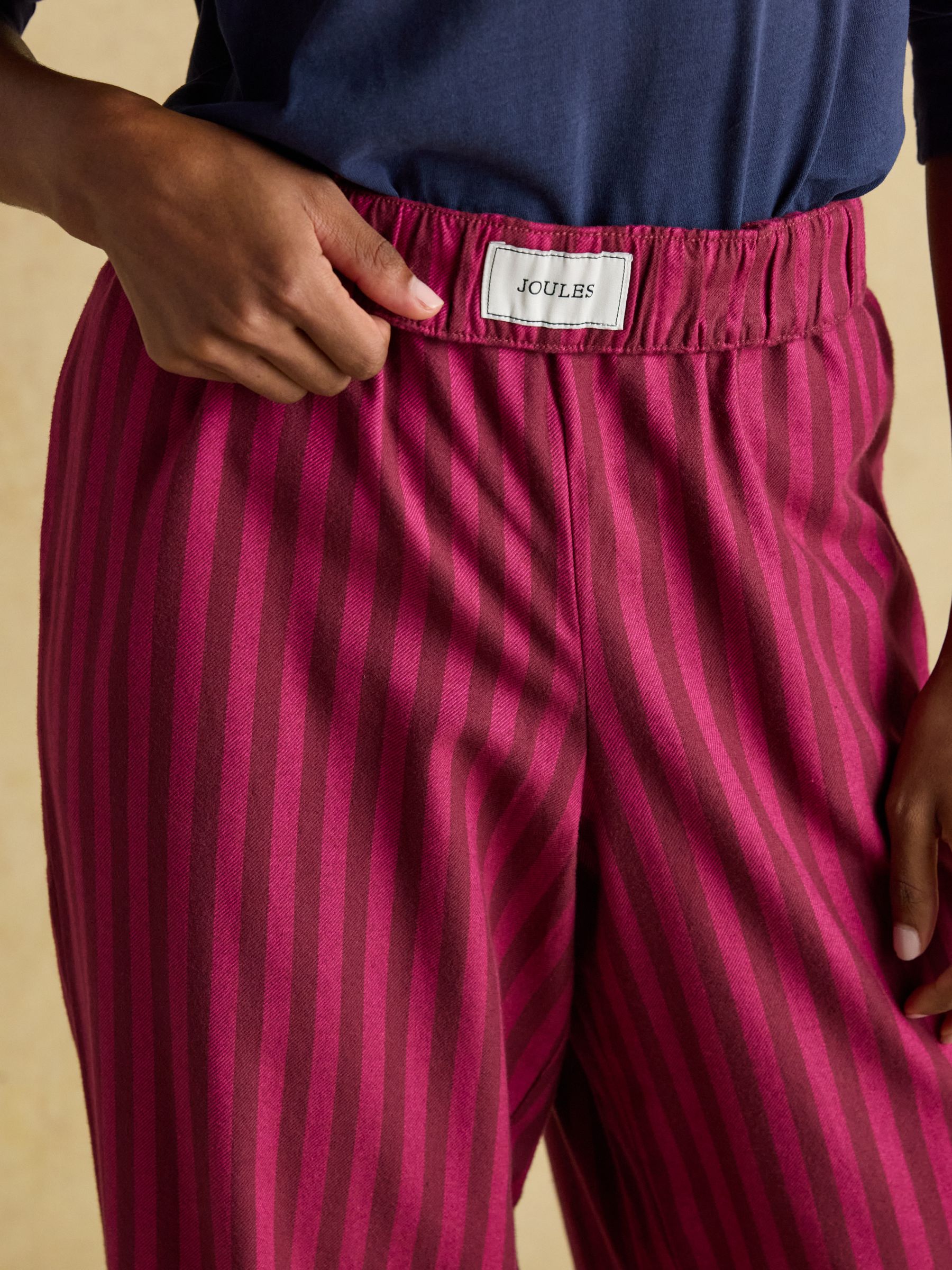 Stella Pink Stripe Woven Brushed Cotton Pyjama Bottoms - Image 7 of 8