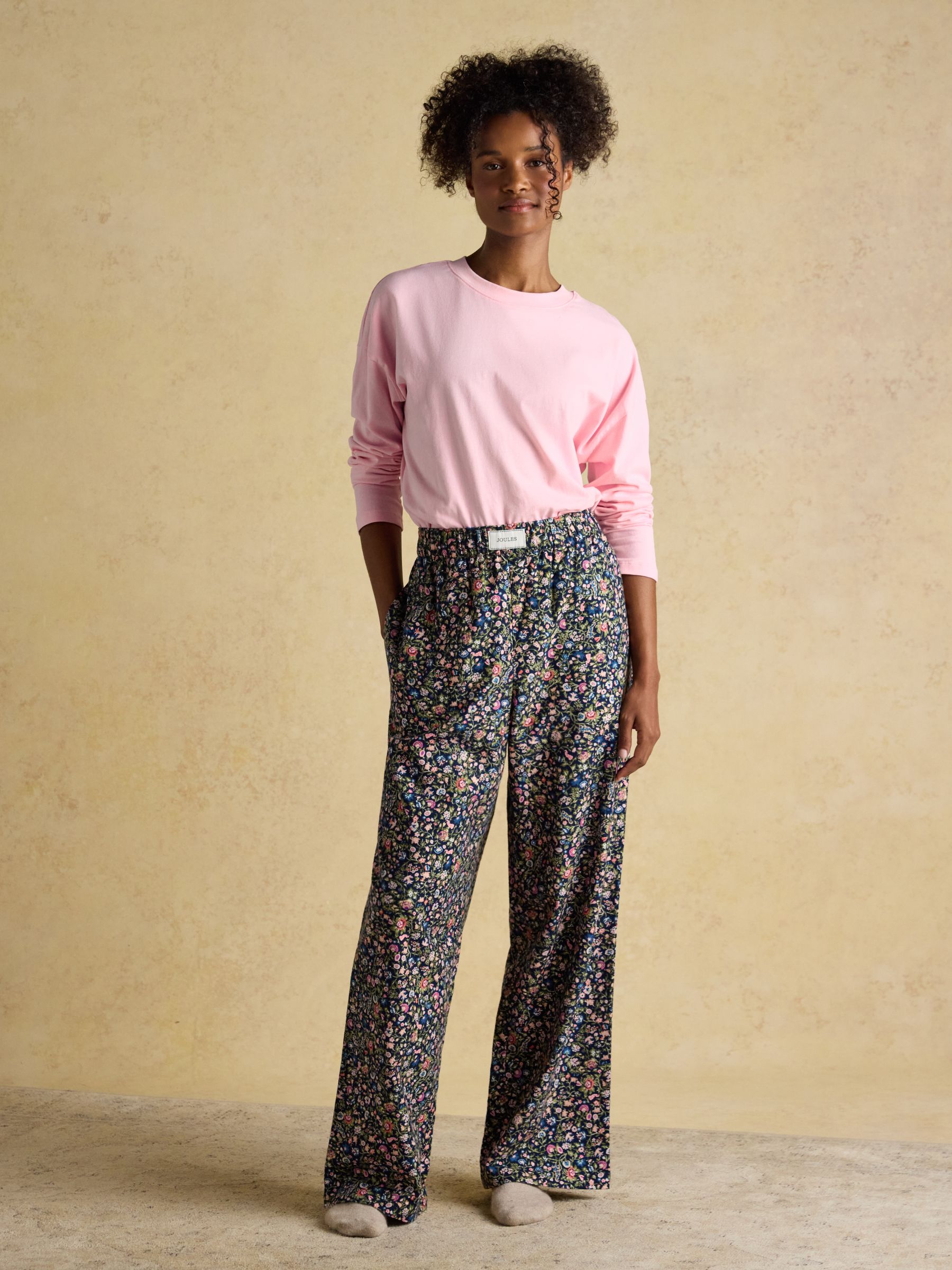 Stella Ditsy Floral Woven Brushed Cotton Pyjama Bottoms - Image 3 of 9