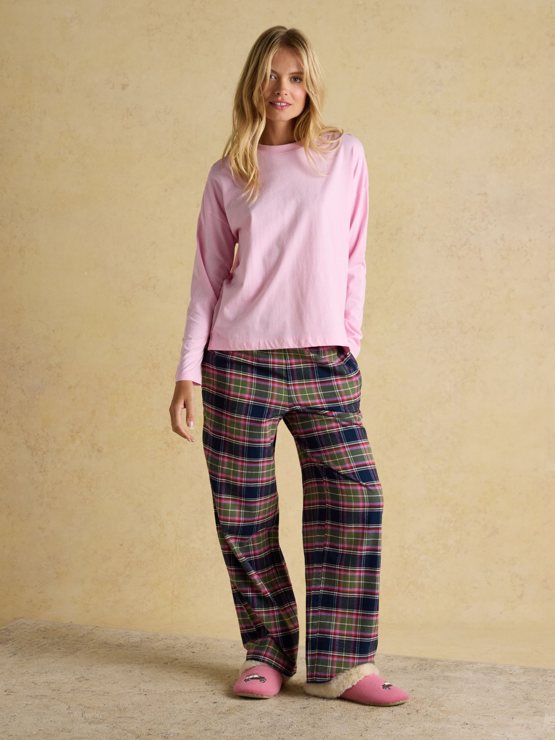 Stella Navy & Green Check Woven Brushed Cotton Pyjama Bottoms - Image 3 of 6