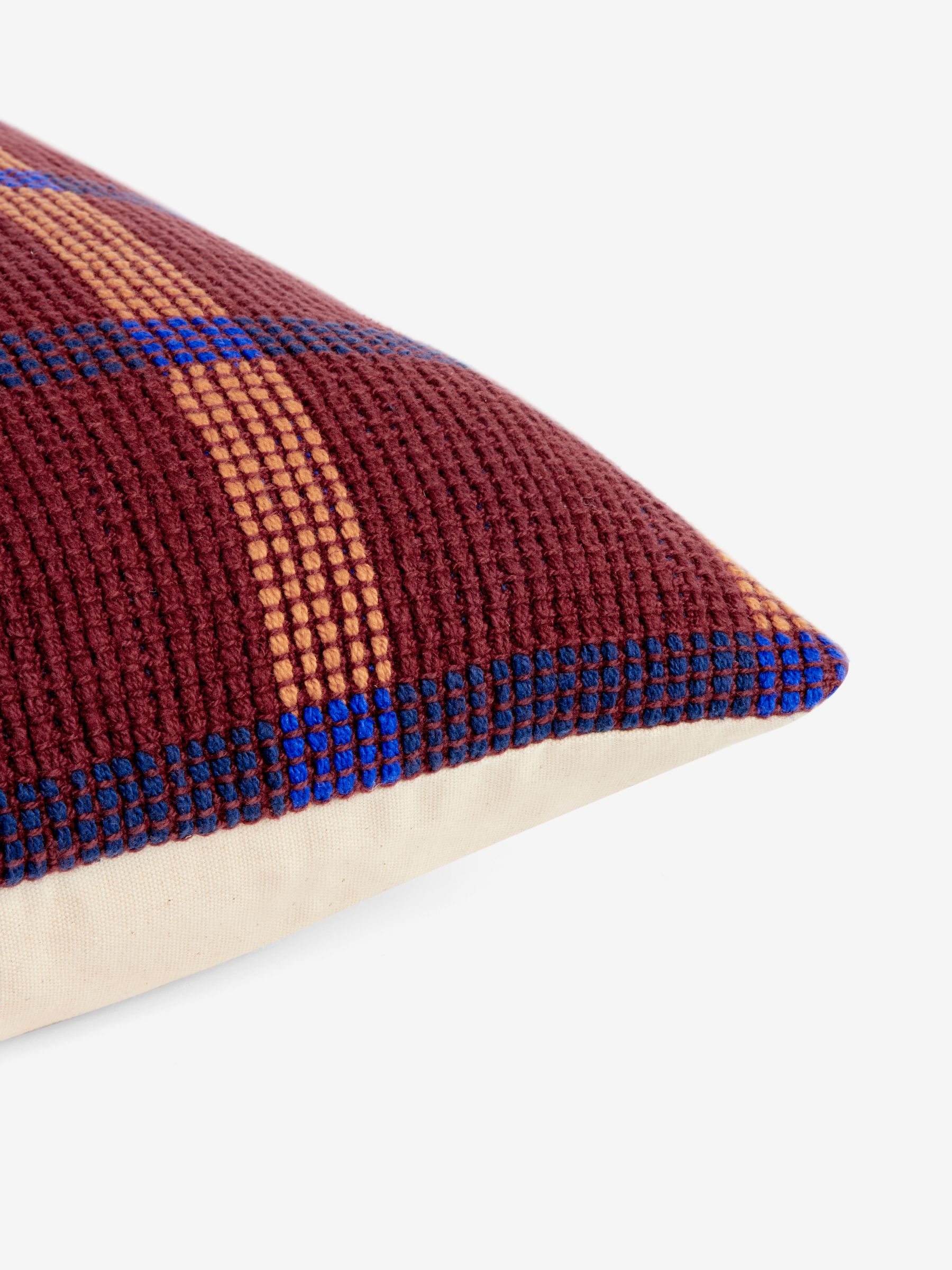 Textured Woven Cale Cotton Geo Cushion in Brown - Image 5 of 6