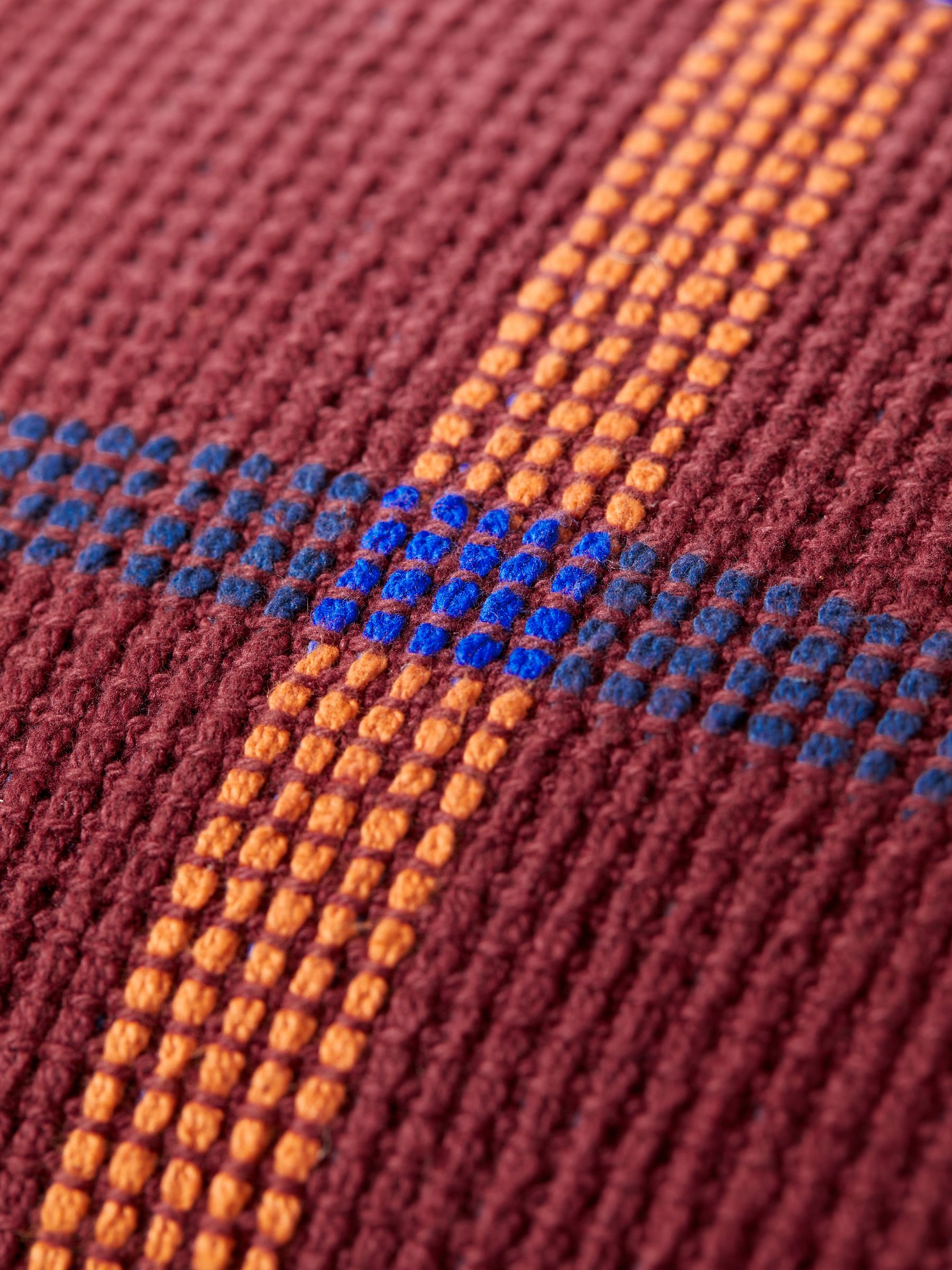 Textured Woven Cale Cotton Geo Cushion in Brown - Image 6 of 6
