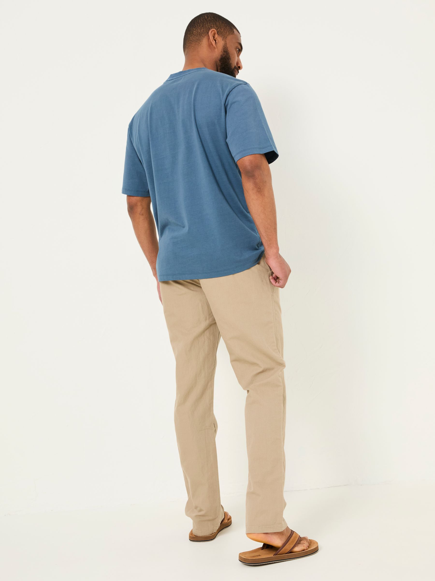 Natural Cotton Linen Straight Pull on Trousers - Image 2 of 8