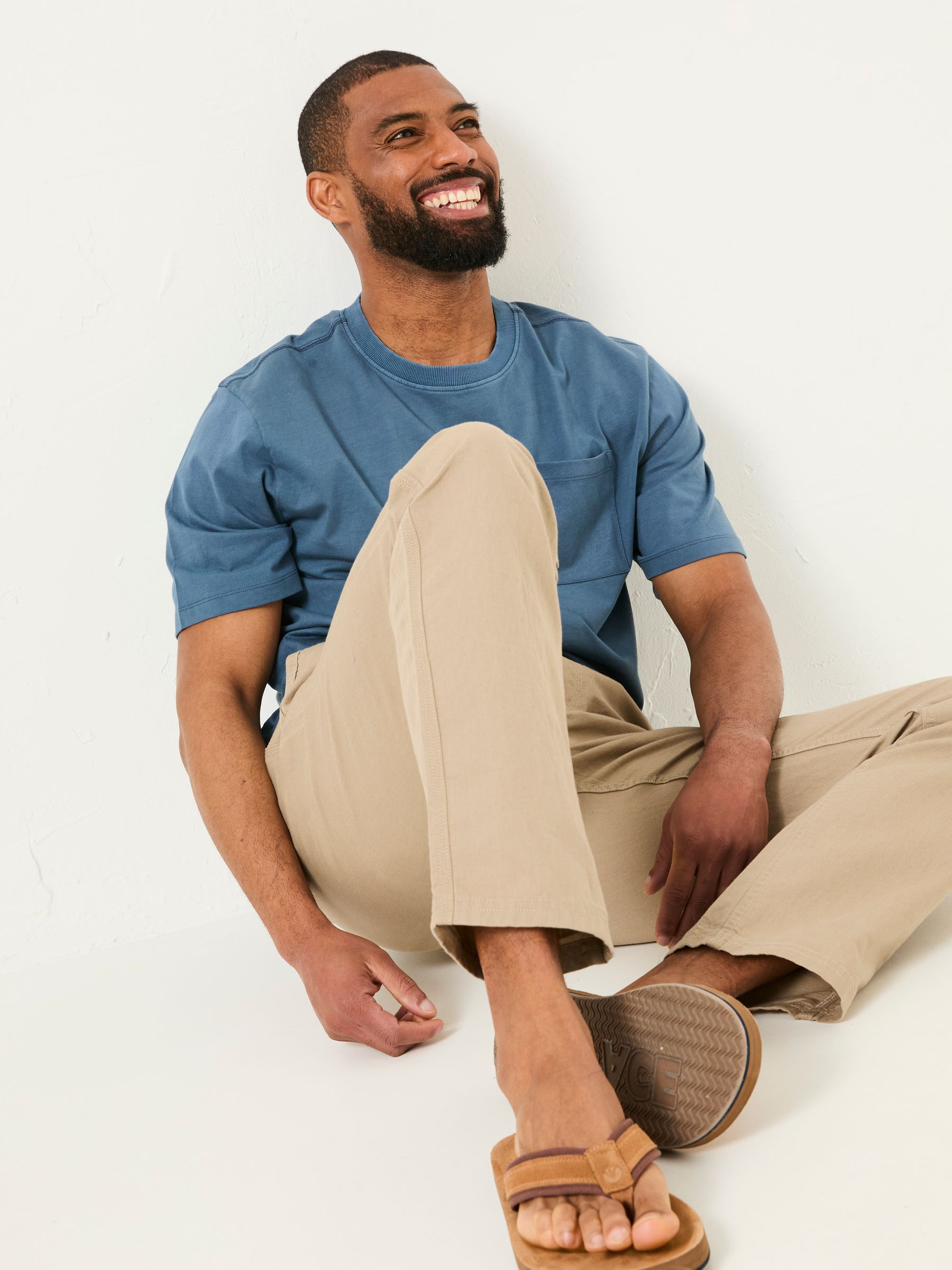 Natural Cotton Linen Straight Pull on Trousers - Image 4 of 8