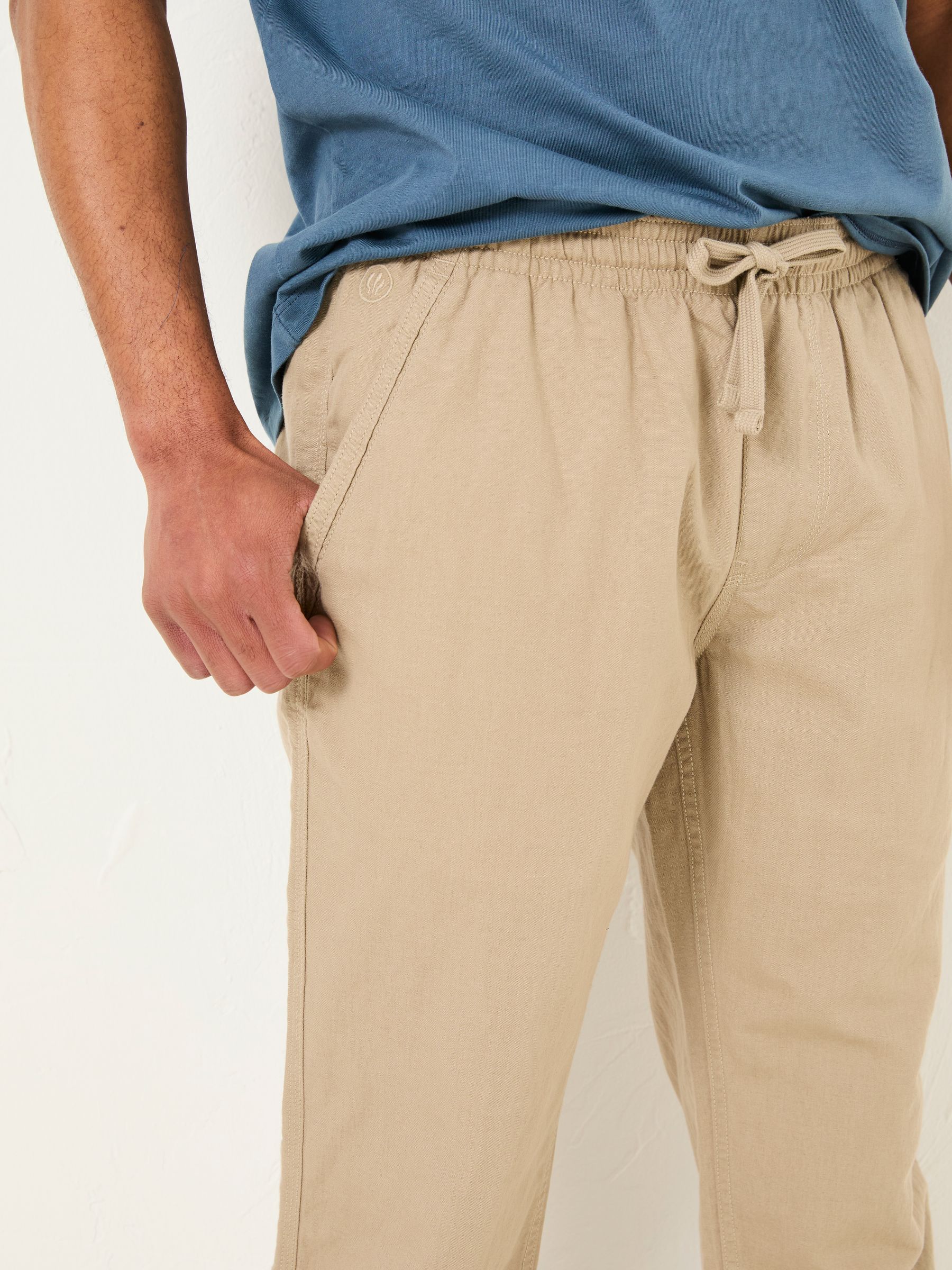 Natural Cotton Linen Straight Pull on Trousers - Image 5 of 8