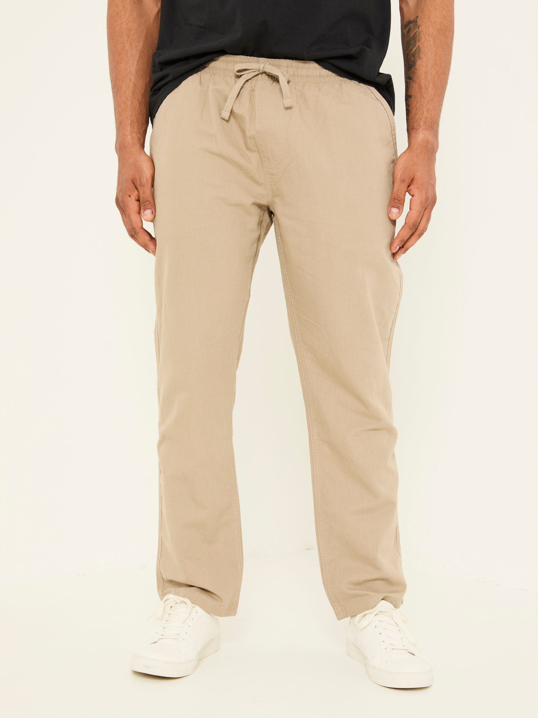 Natural Cotton Linen Straight Pull on Trousers - Image 7 of 8
