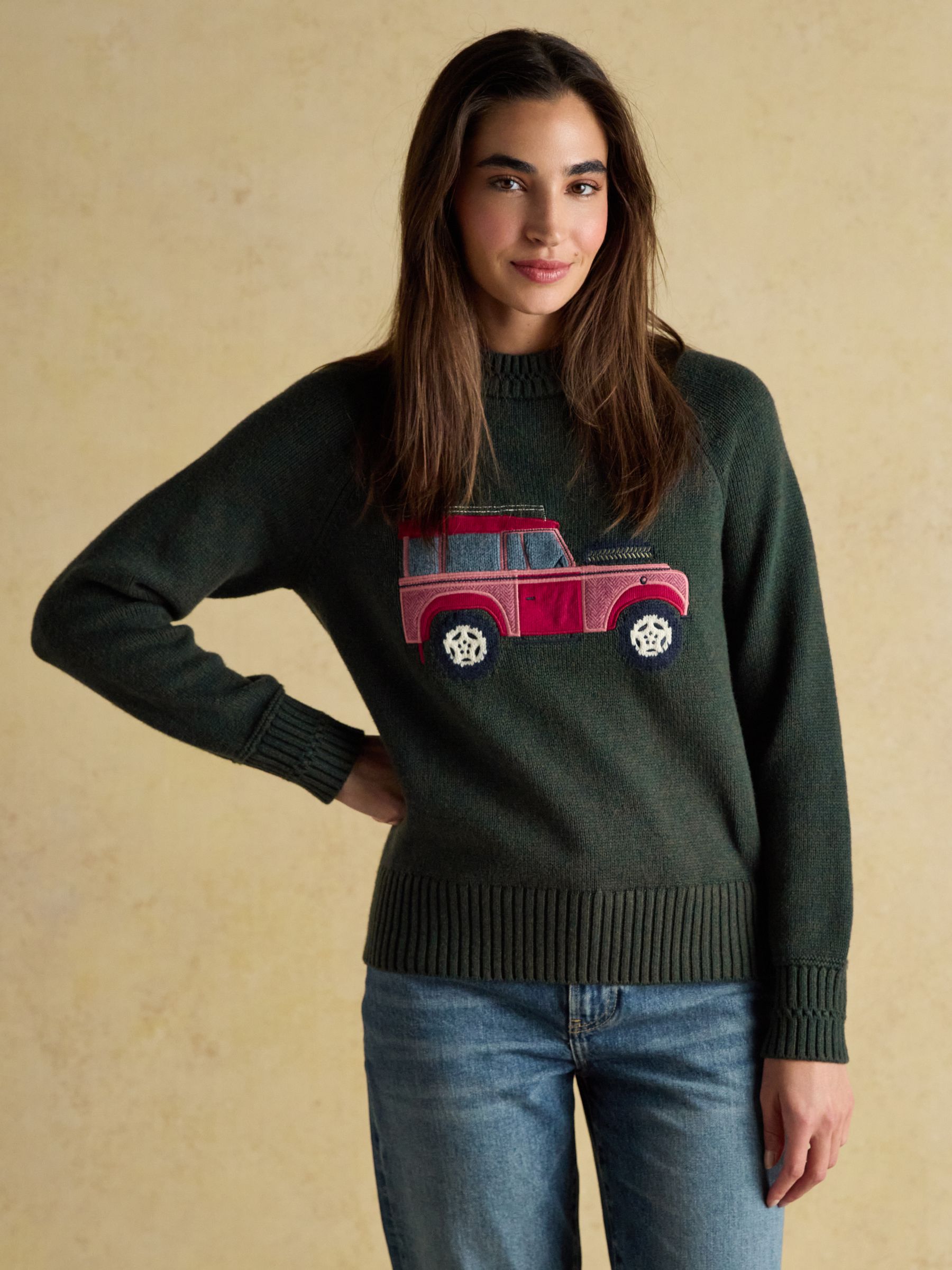 Rutland Green Intarsia 4x4 Cotton Rich Knitted Jumper - Image 1 of 9