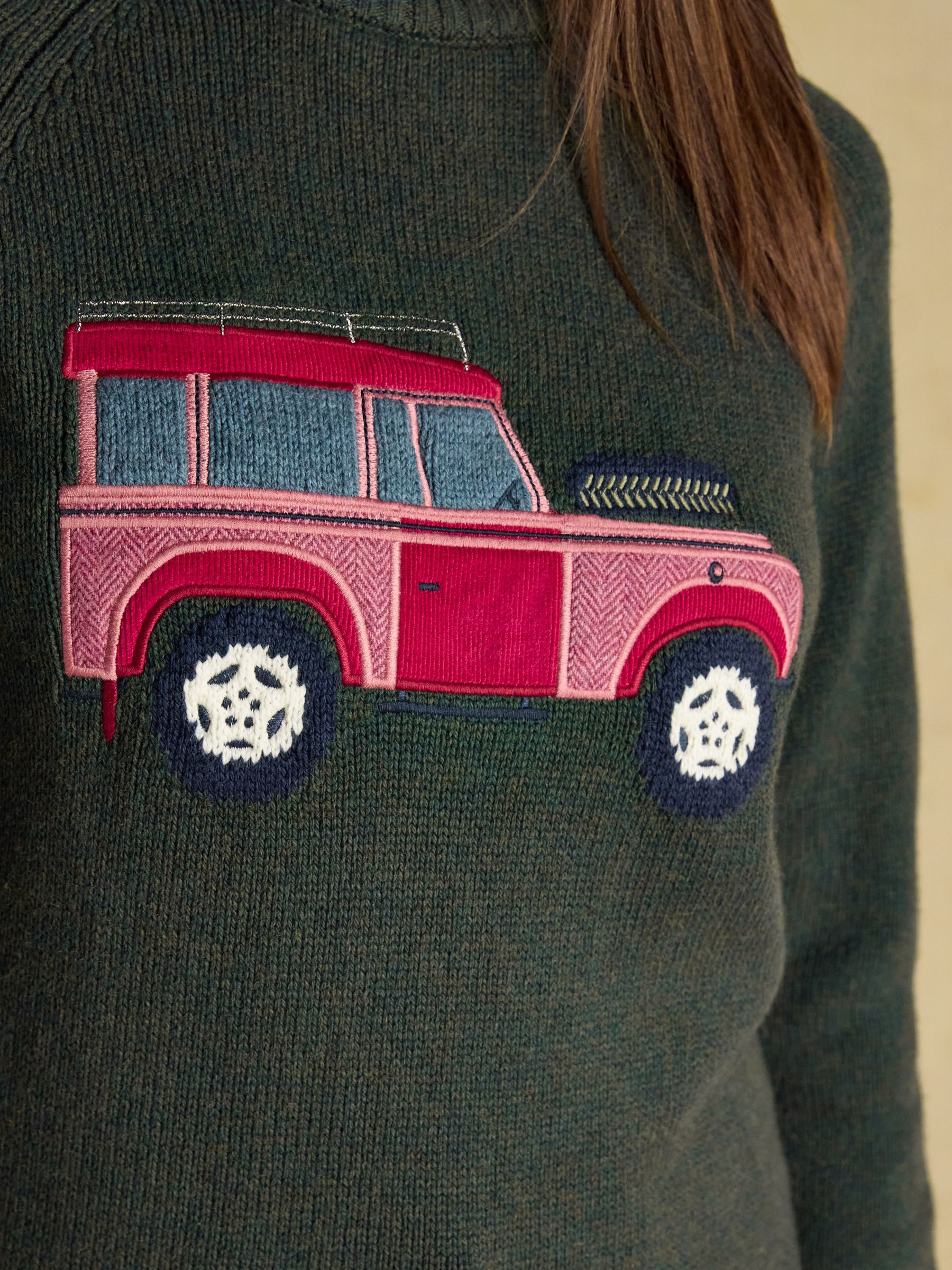 Rutland Green Intarsia 4x4 Cotton Rich Knitted Jumper - Image 4 of 9