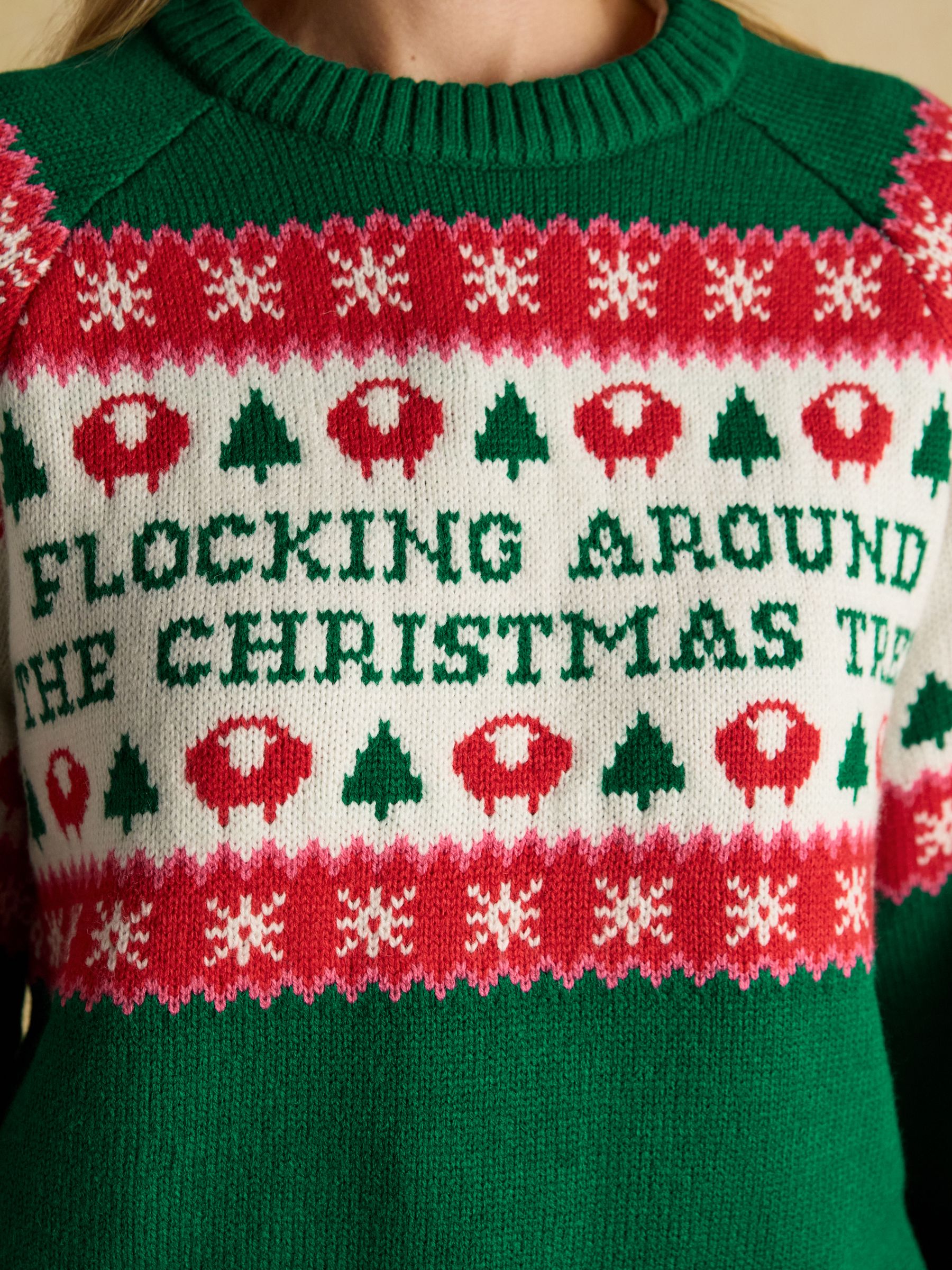 Flocking Around Green Crew Neck Christmas Jumper - Image 10 of 12