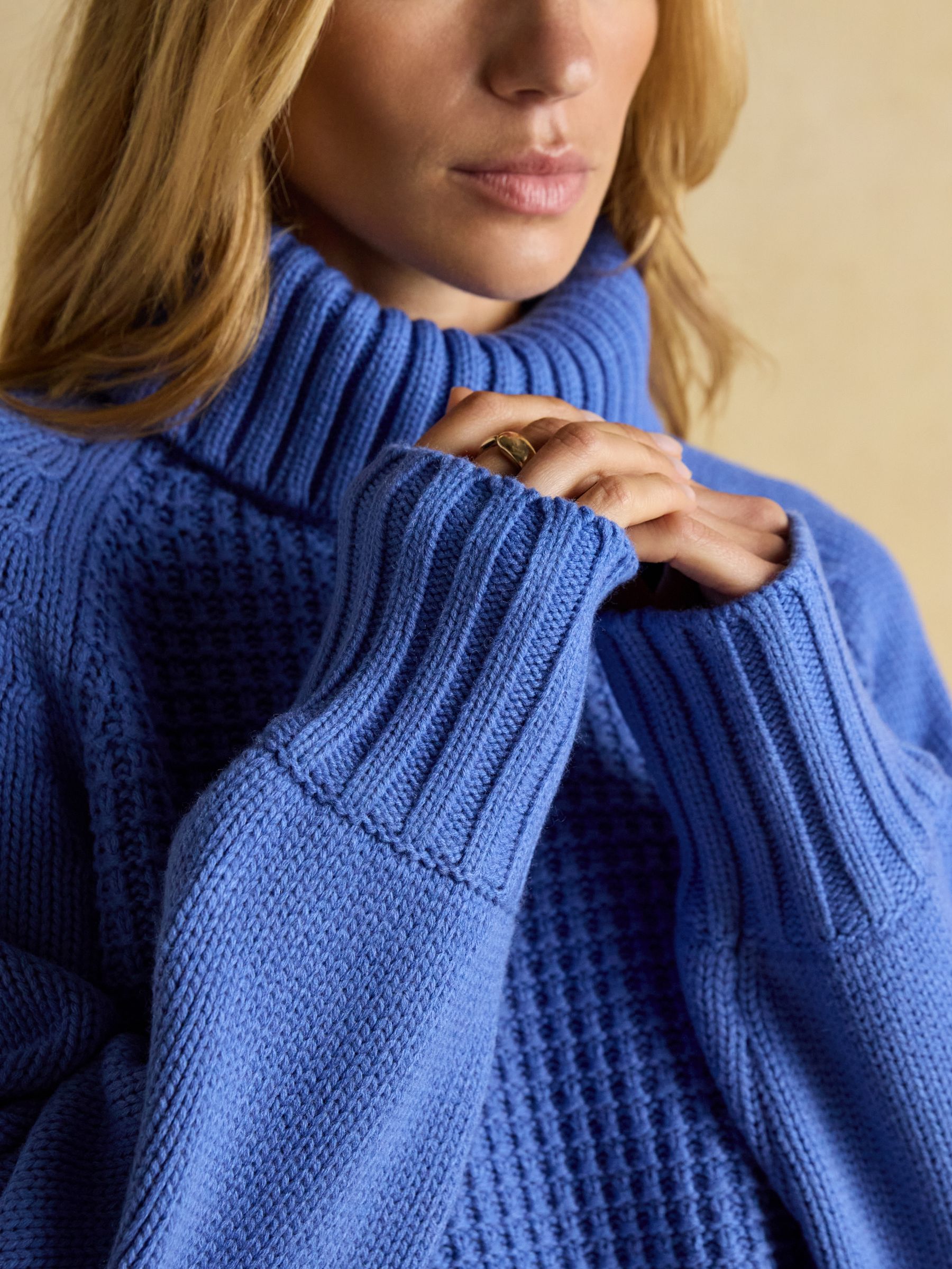 Cary Blue Knitted Jumper with Detachable Roll Neck - Image 6 of 9
