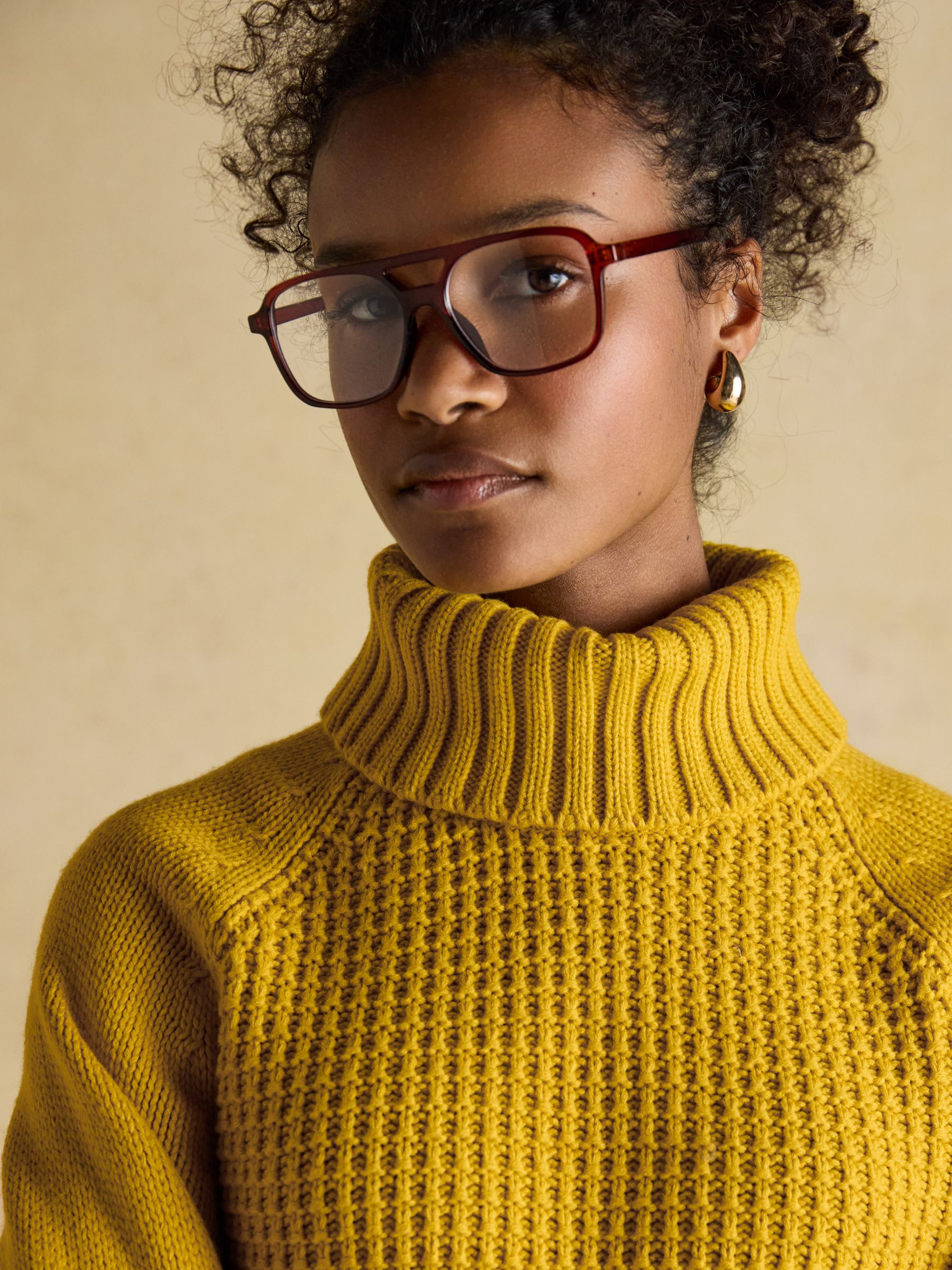 Cary Yellow Knitted Jumper with Detachable Roll Neck - Image 4 of 10