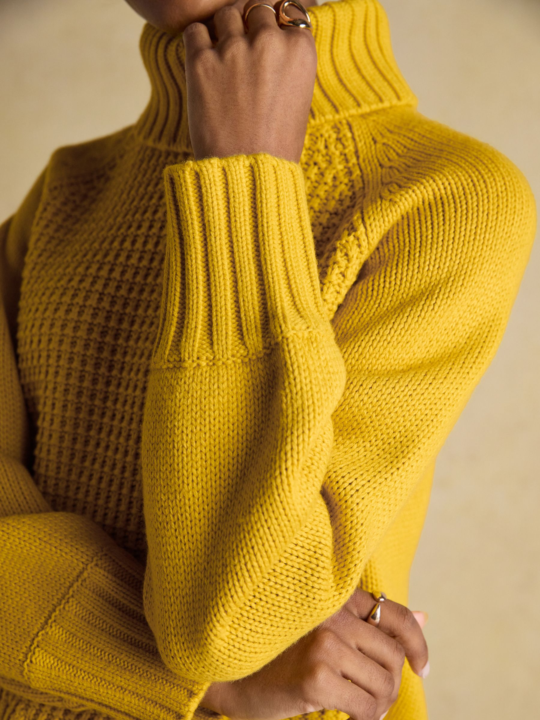 Cary Yellow Knitted Jumper with Detachable Roll Neck - Image 5 of 10