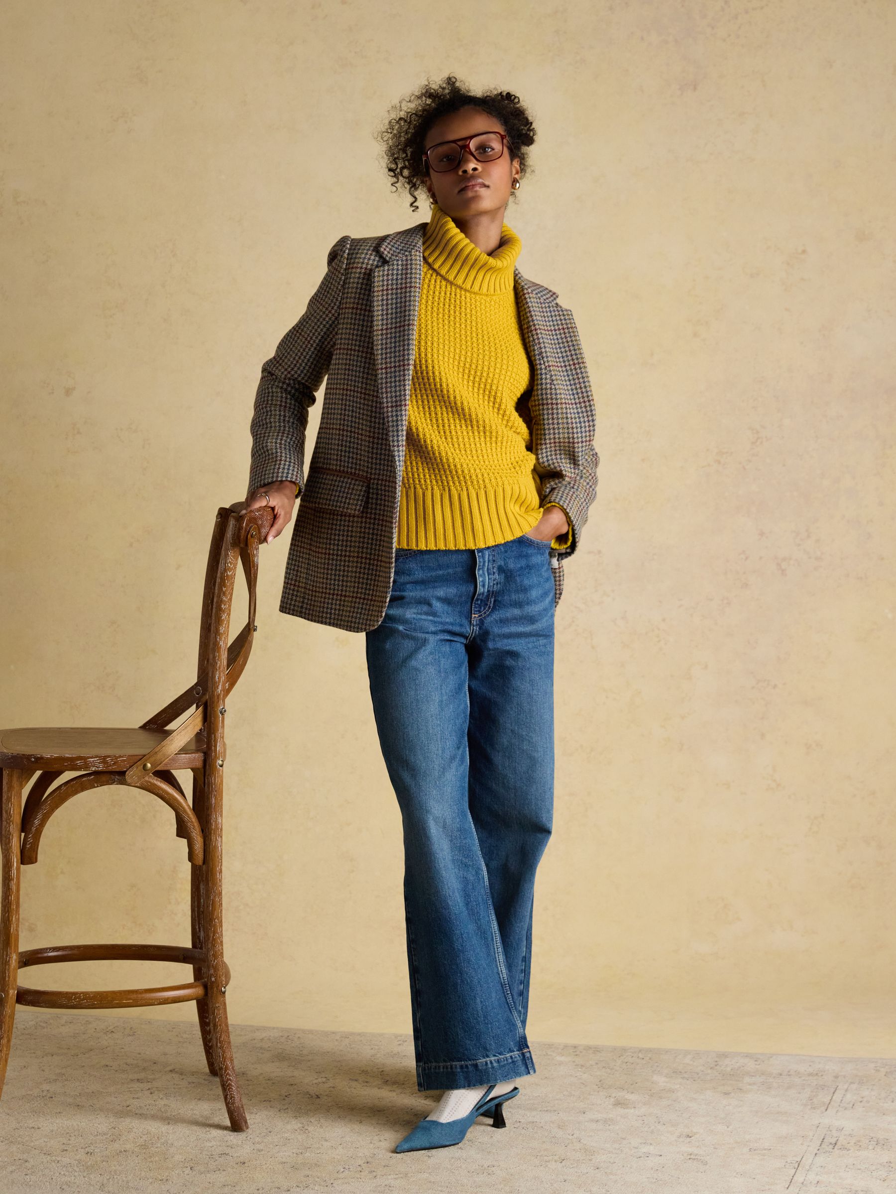Cary Yellow Knitted Jumper with Detachable Roll Neck - Image 6 of 10