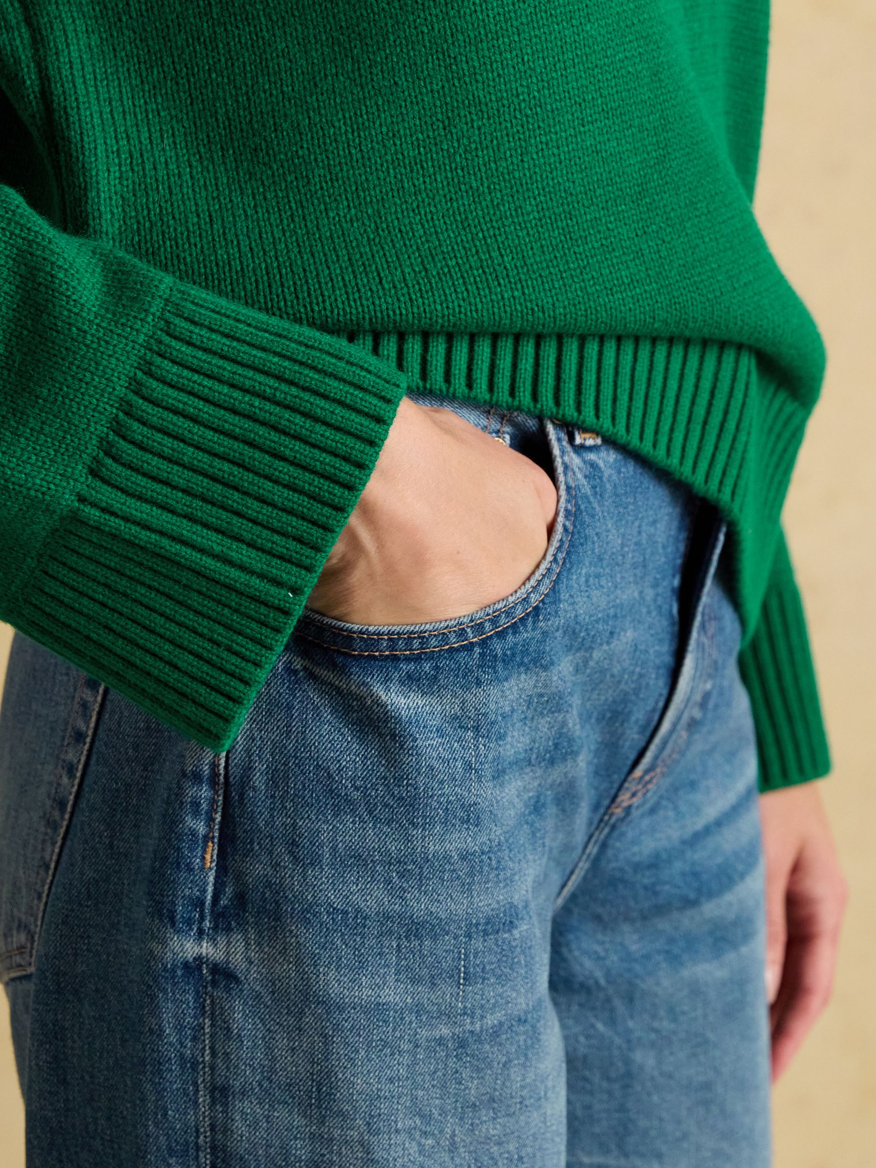 Alexandra Green Blanket Stitch Jumper with Round Neck - Image 6 of 9