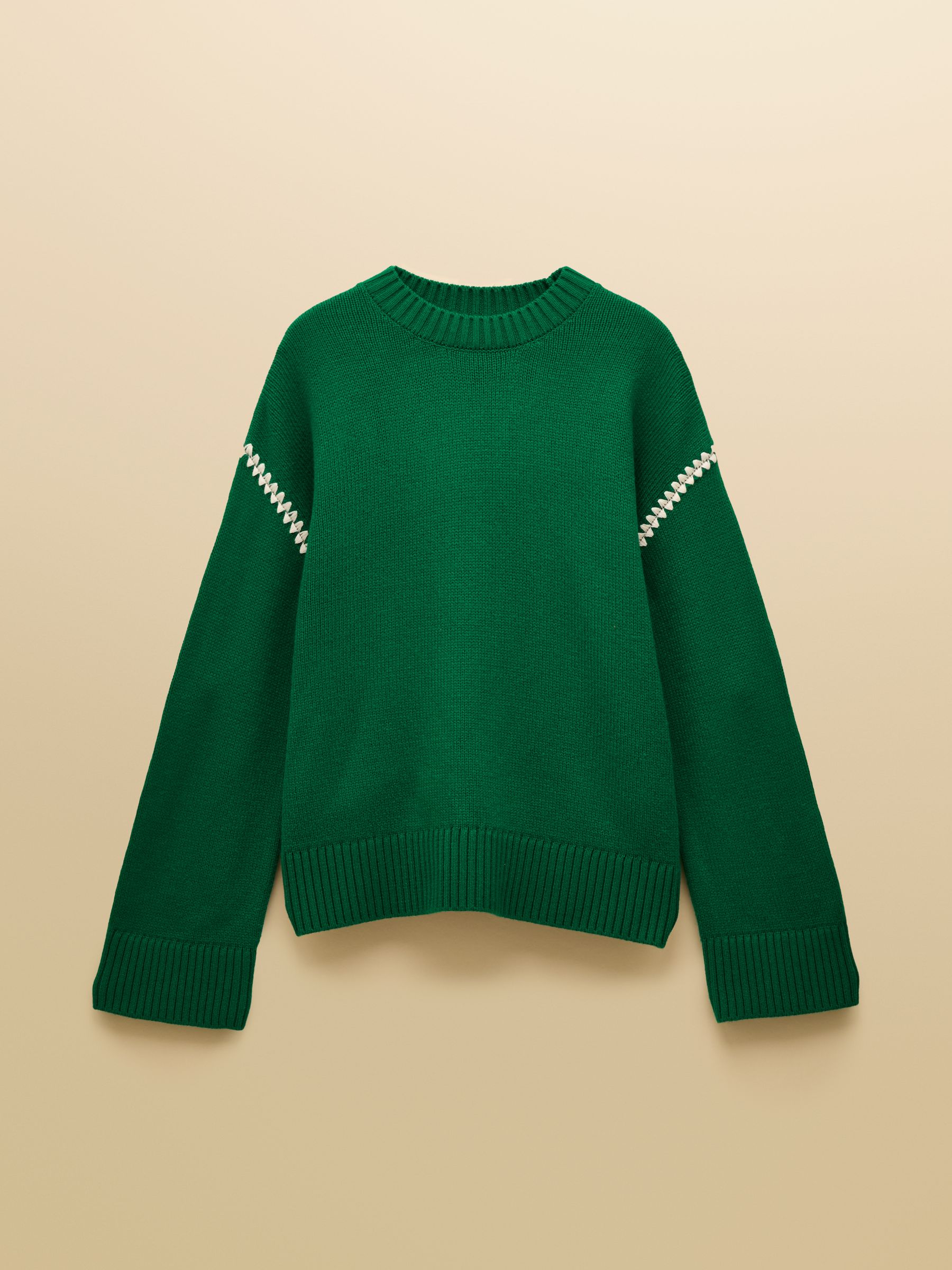 Alexandra Green Blanket Stitch Jumper with Round Neck - Image 9 of 9