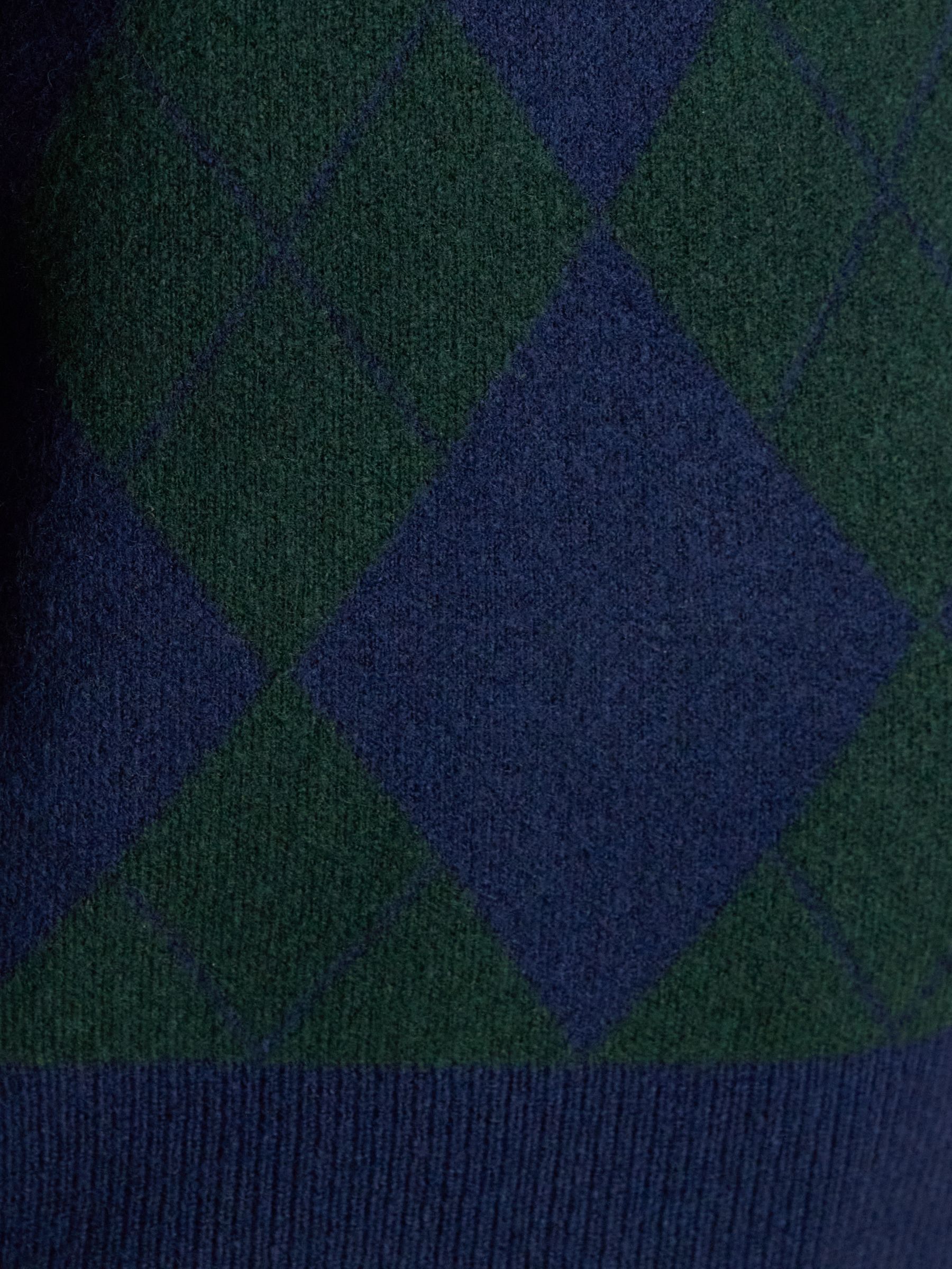 Gilmore Navy & Green Argyle High Neck Jumper - Image 8 of 9