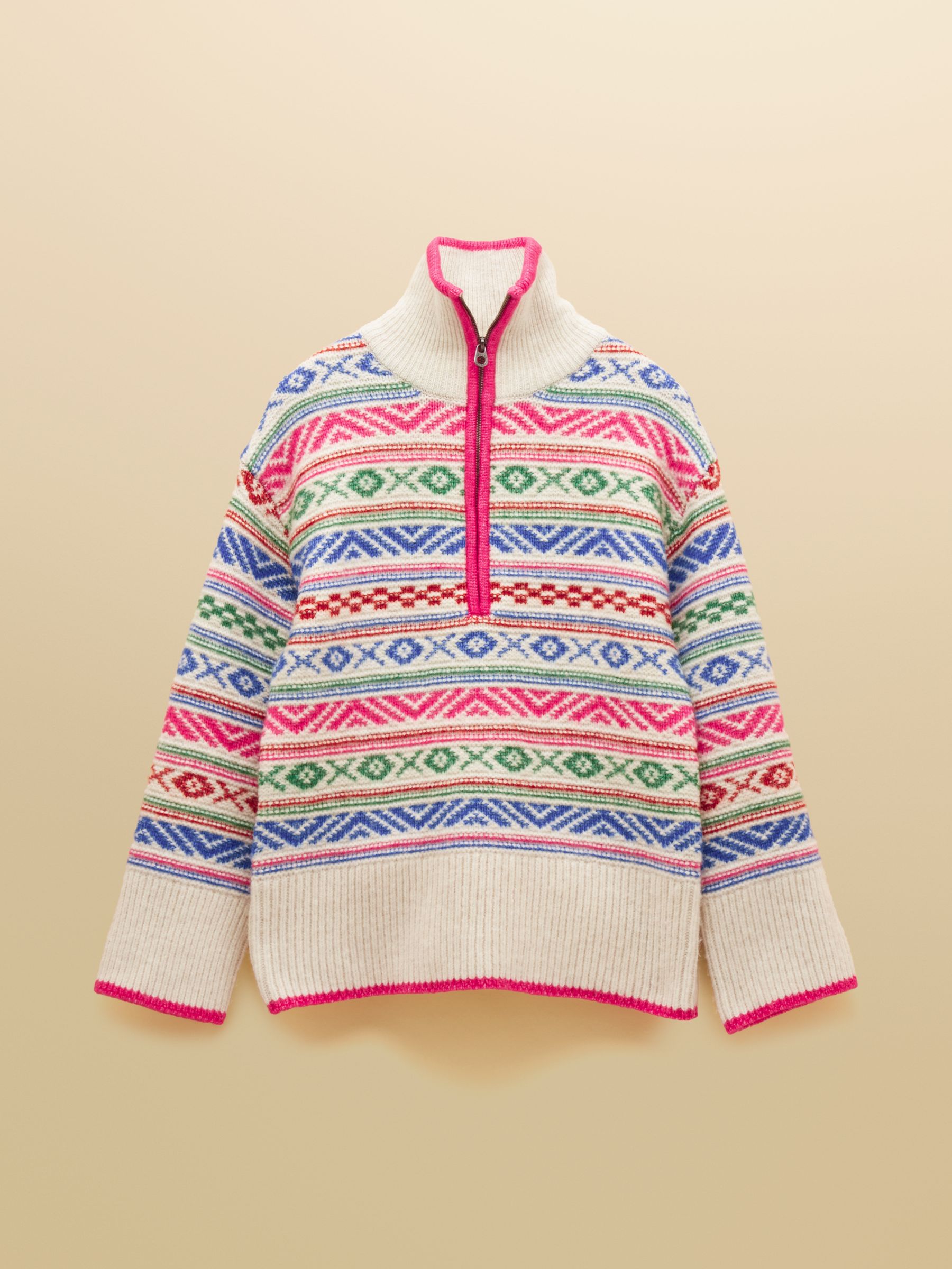 Allaway Multi Fair Isle Quarter Zip Knitted Jumper - Image 9 of 9 Allaway Multi Fair Isle Quarter Zip Knitted Jumper - Image 9 of 9